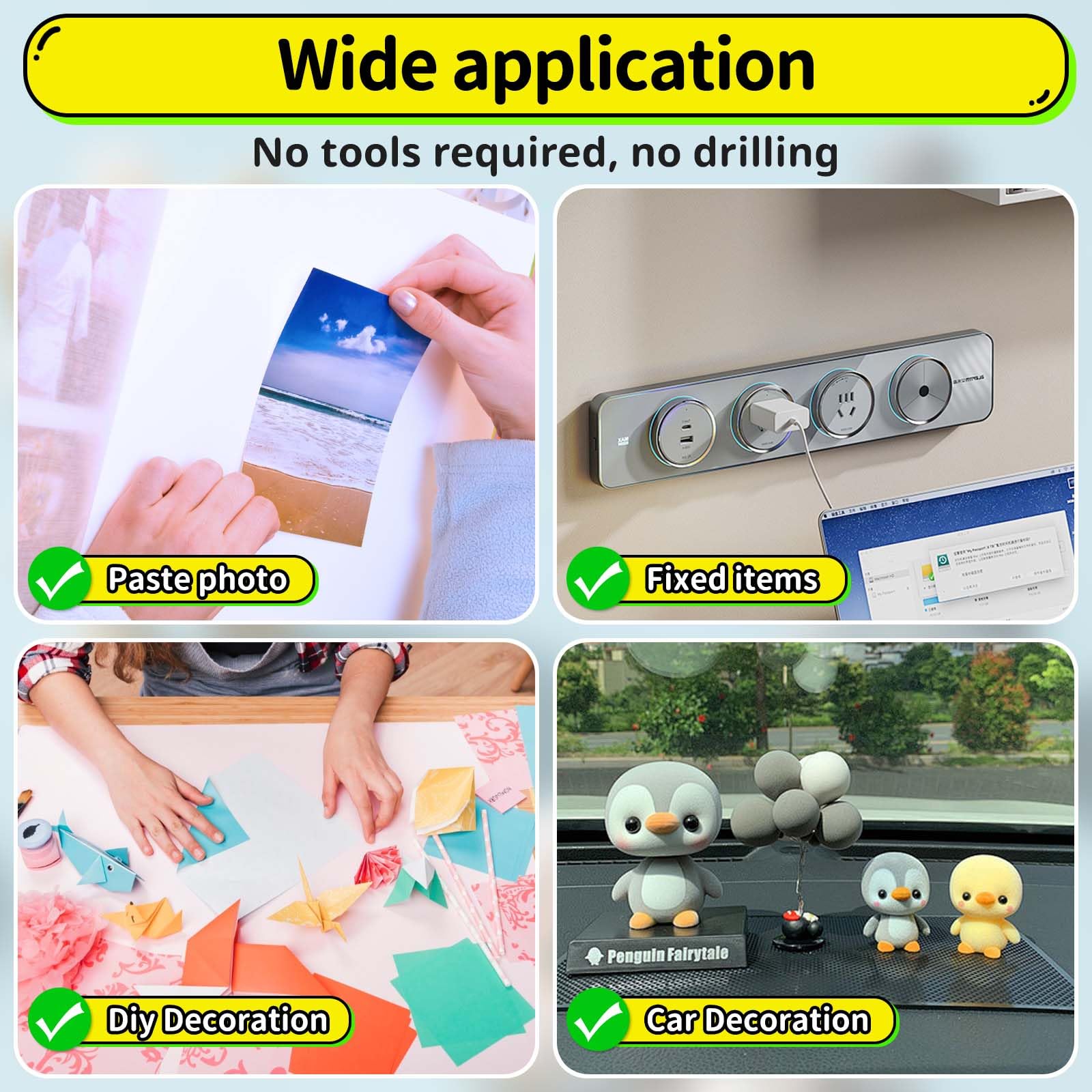 PHIXBEAR Upgraded Mounting Putty with Pull Tab, Removable Museum Tape Sticky Double Sided Adhesive Dots No Trace for Poster, 182 Pcs 0.6" x 1.38"