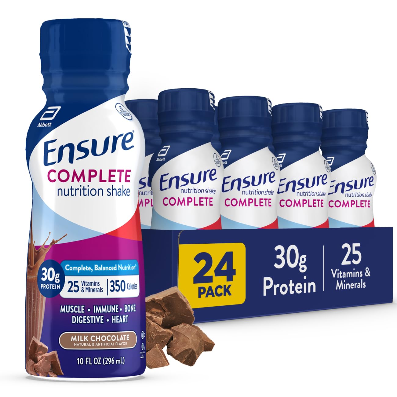 Ensure COMPLETE Milk Chocolate Nutritional Shake | Complete, Balanced Meal Replacement | Ready To Drink | 30g Protein, 27 Vitamins & Minerals | 10 fl oz -24 Pack