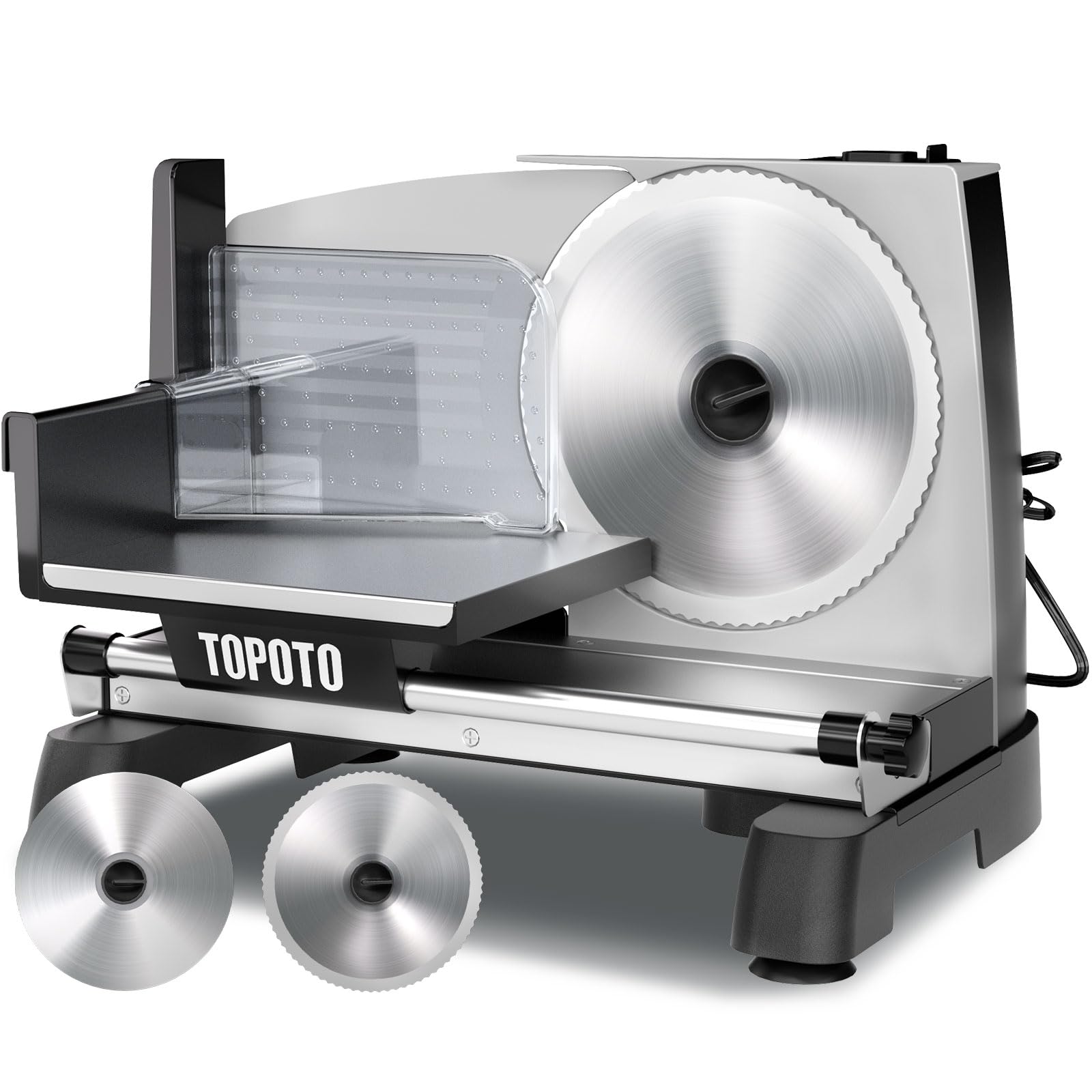 Meat Slicer TOPOTO 200W Deli Food Slicers 2 7.5" Blades Child Lock 18mm Adjustable Home Use Cutting Machine for Lunch Meat Cheese Bread Easy to Clean