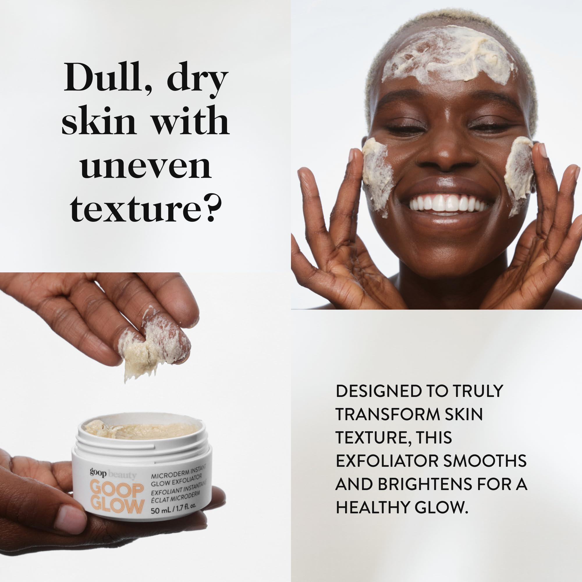 goop Beauty Microderm Face Exfoliator | At-Home Microdermabrasion with Glycolic Acid & Exfoliating Minerals | Smooths Skin Texture | Clean Face Scrub | Silicone & Paraben Free | 1.7 fl oz