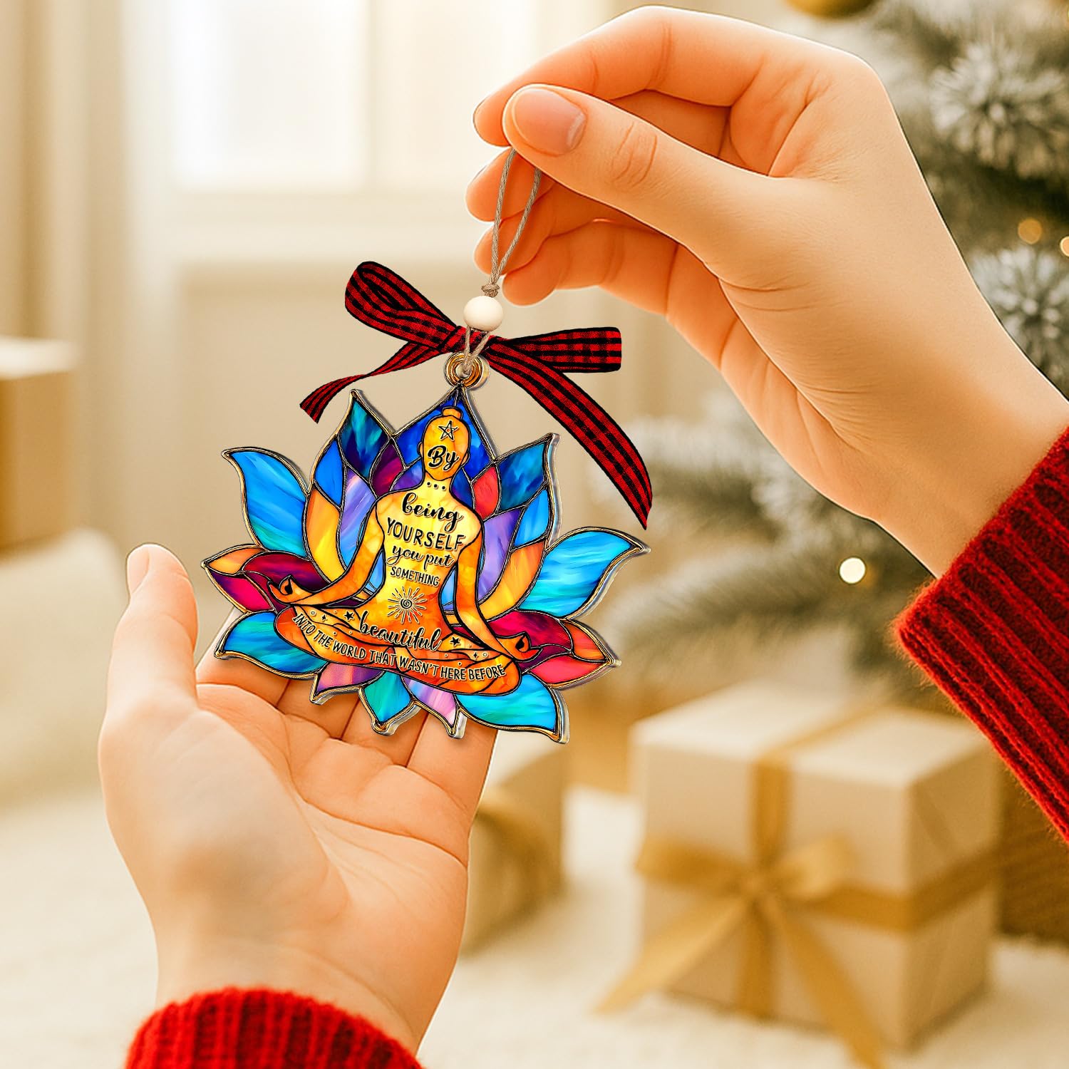 Yoga Ornament for Christmas Tree 2025 - Yoga Lover Ornaments - Acrylic Suncatcher Ornament for Meditation, Zen Decor, Self Care, Christmas Yogas Gifts 2025