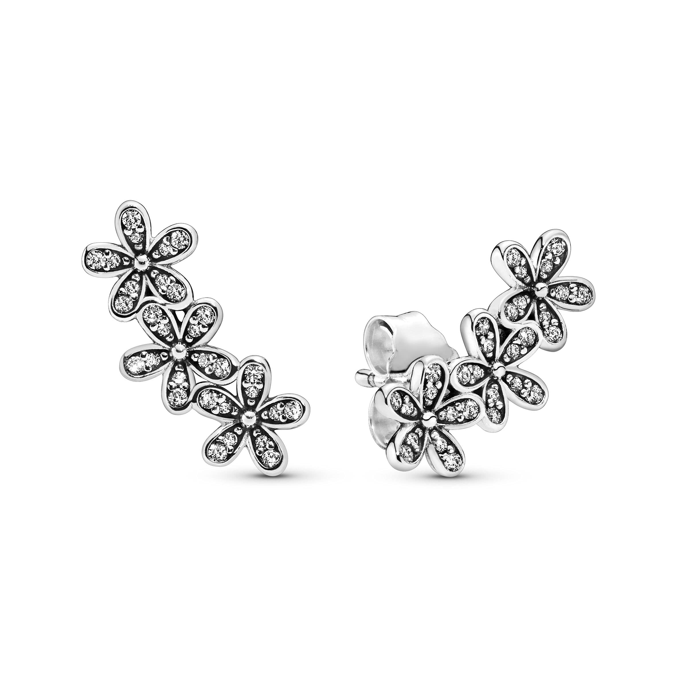 Pandora Jewelry Daisy Flower Stud Cubic Zirconia Earrings in Sterling Silver