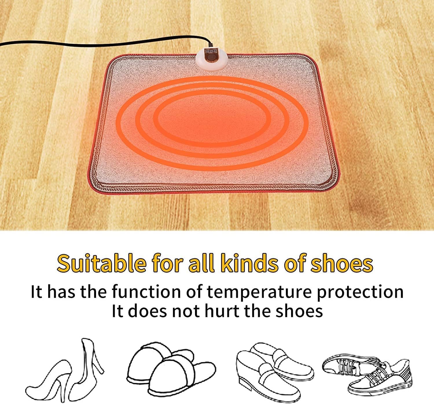 Livtribe AC 110V Heated Floor Mat for Foot, Gray Carbon Crystal Heating Pad, Electric Heated Foot Warmers for Office, Home