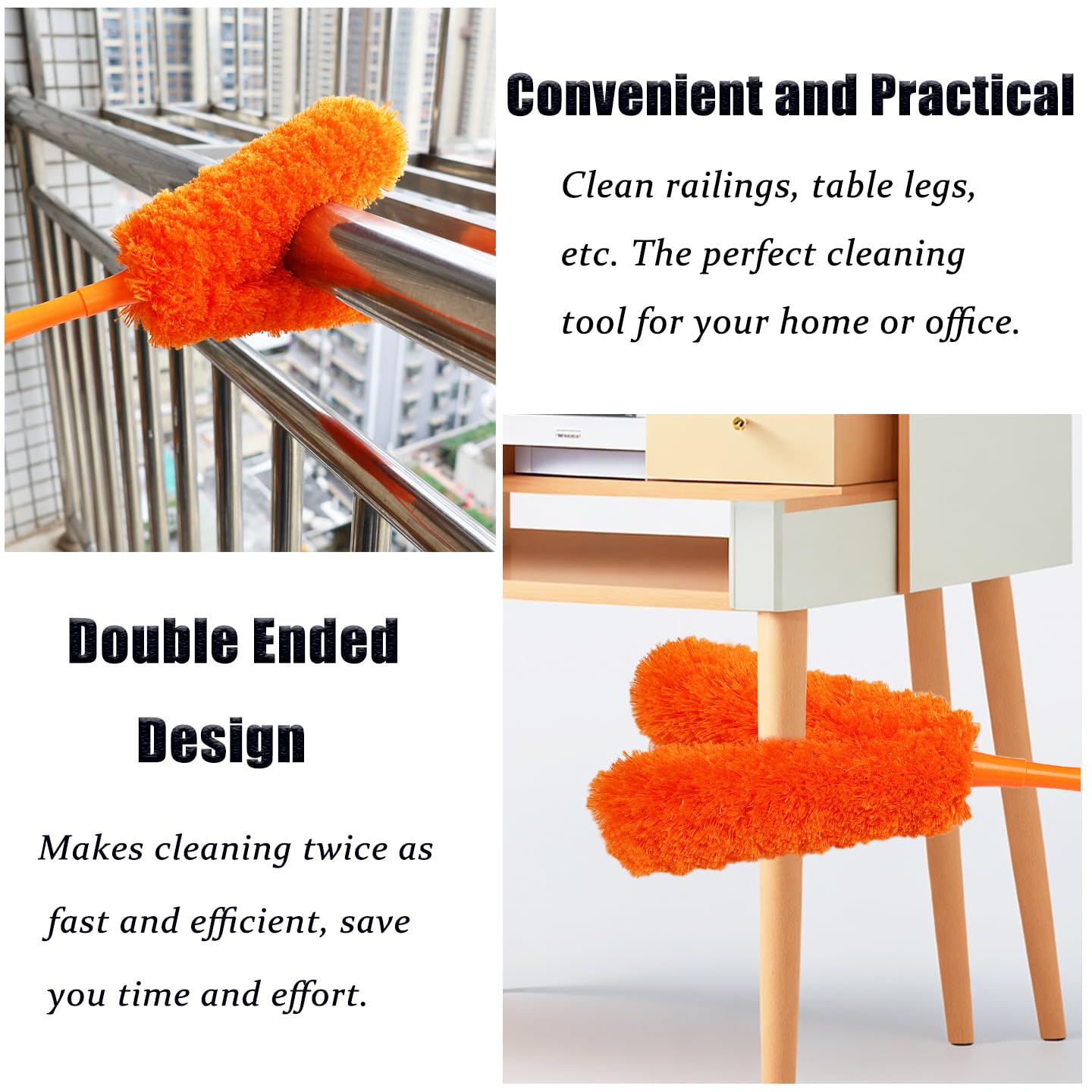 16 inch Microfibre Feather Duster, Big Microfibre Duster Make Home Cleaning More Efficient and Easy, Cleaning Tool for Office, Fan, Car, Computer,Furniture, Sofa, Railing (Orange)