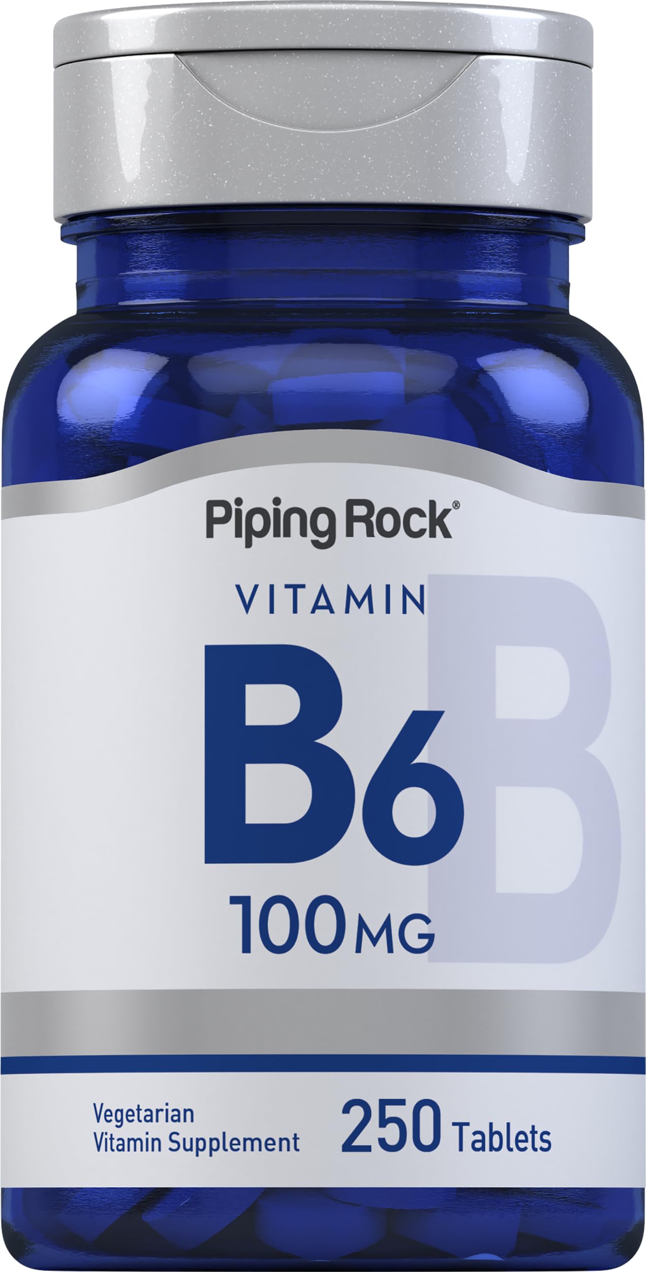 Piping Rock Vitamin B-6 100mg Supplement | 250 Tablets | as Pyridoxine Hydrochloride | Non-GMO & Vegeterian Formula