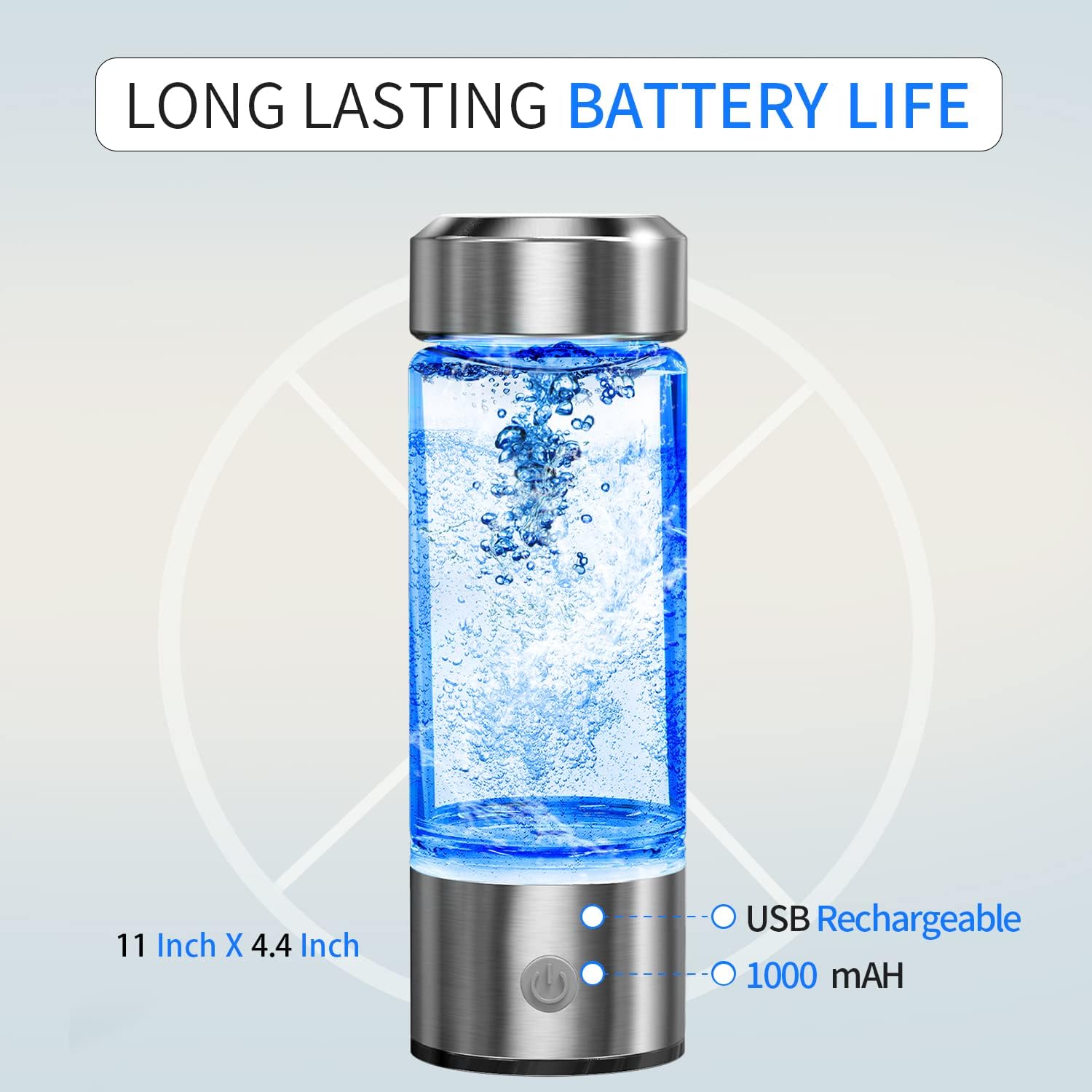 Hydrogen Water Bottle, Portable Hydrogen Water Ionizer Machine, Hydrogen Water Generator, Rechargeable Hydrogen Rich Water Glass Health Cup for Home Travel (Silver)