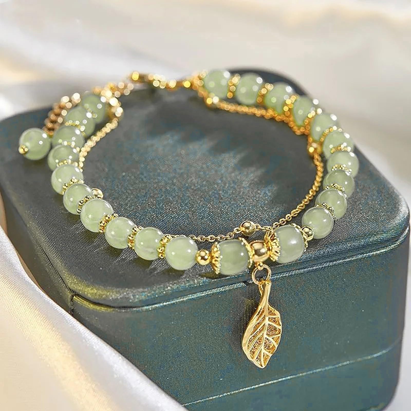 Todays Daily Deals Clearance 14k Gold Plated Jade Butterfly Crystal Glass Bracelet For Women Chinese Style Jade Bead Bracelet Gifts For Her Him same day delivery items