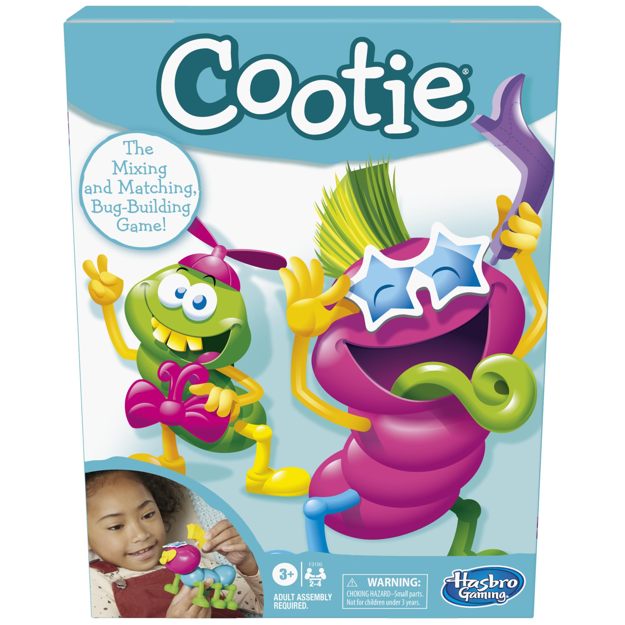 Hasbro Gaming Cootie Mixing and Matching Bug-Building Game | 2-4 Players | Easy Preschool Board Games | Back to School Gifts for Kids | Ages 3+