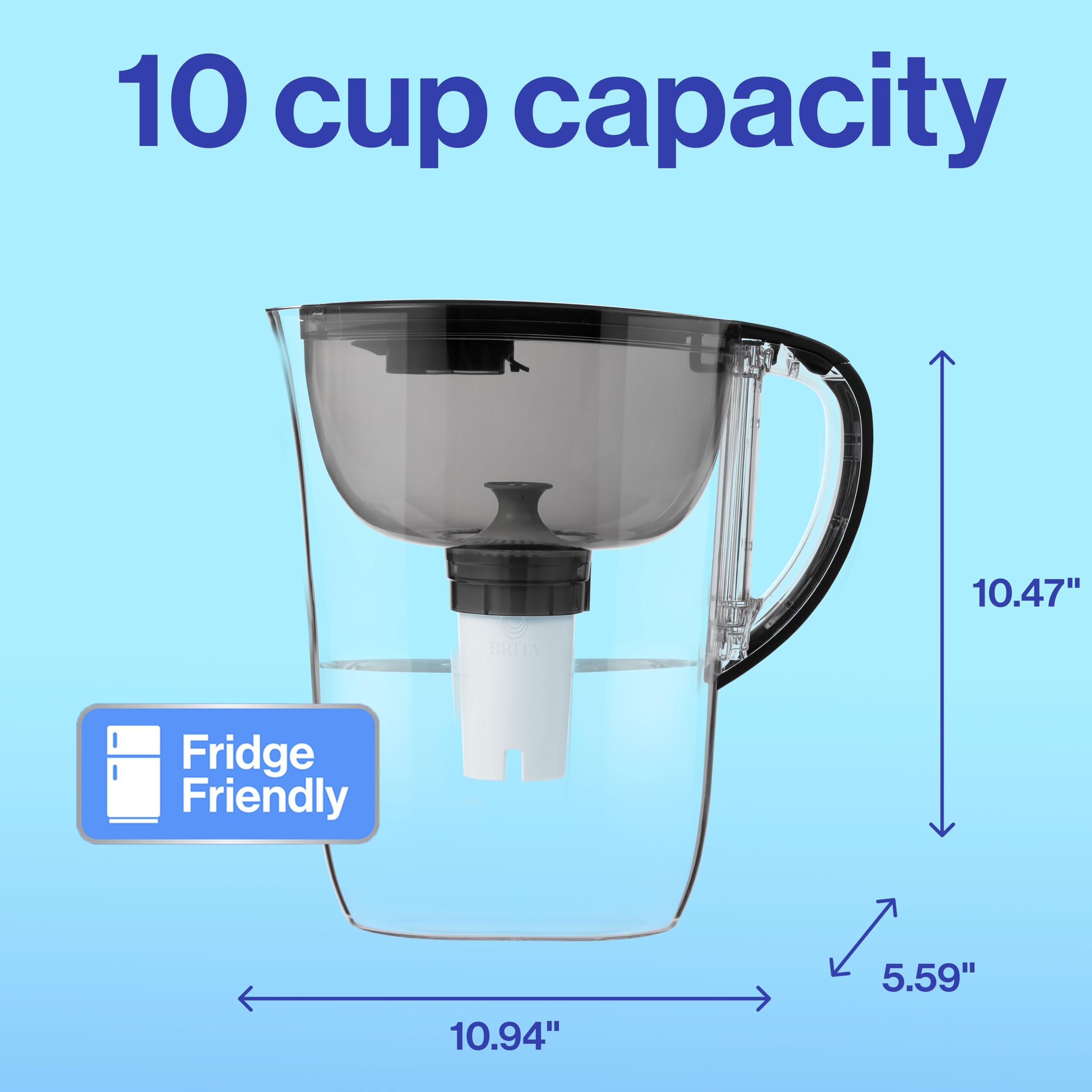 Brita™ Large 10 Cup Pitcher - Brita Plus Filter, Everyday, Black