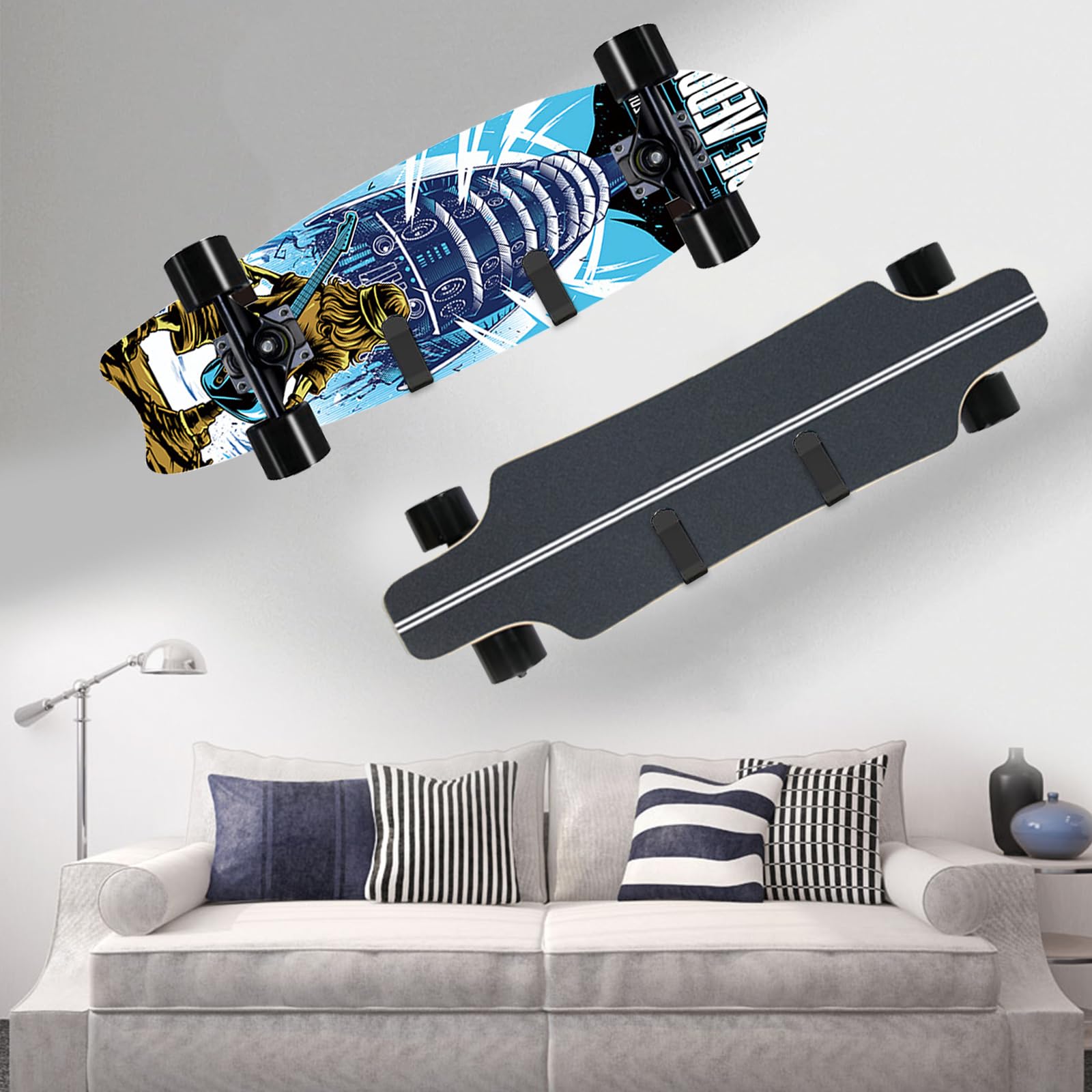 HONSNKS 2Pcs Snowboard Wall Rack Snowboard Wall Mount Clips Horizontal Skateboard Wall Mount Display Rack Snowboard Storage for Room, Garage