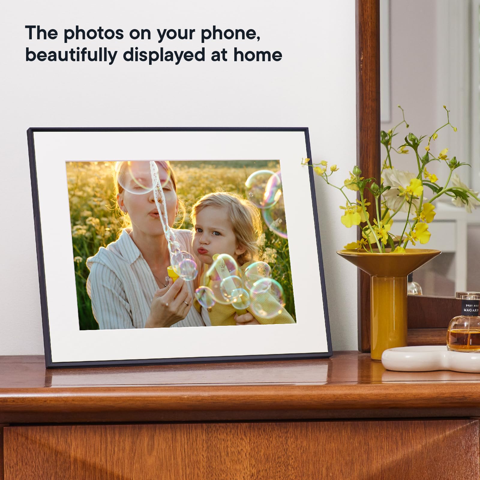 Aura Walden 15" WiFi Digital Picture Frame | Wirecutter's Best Digital Frame for Gifting | Send Photos from Your Phone | Quick, Easy Setup in Aura App | Free Unlimited Storage | Ink with White Mat