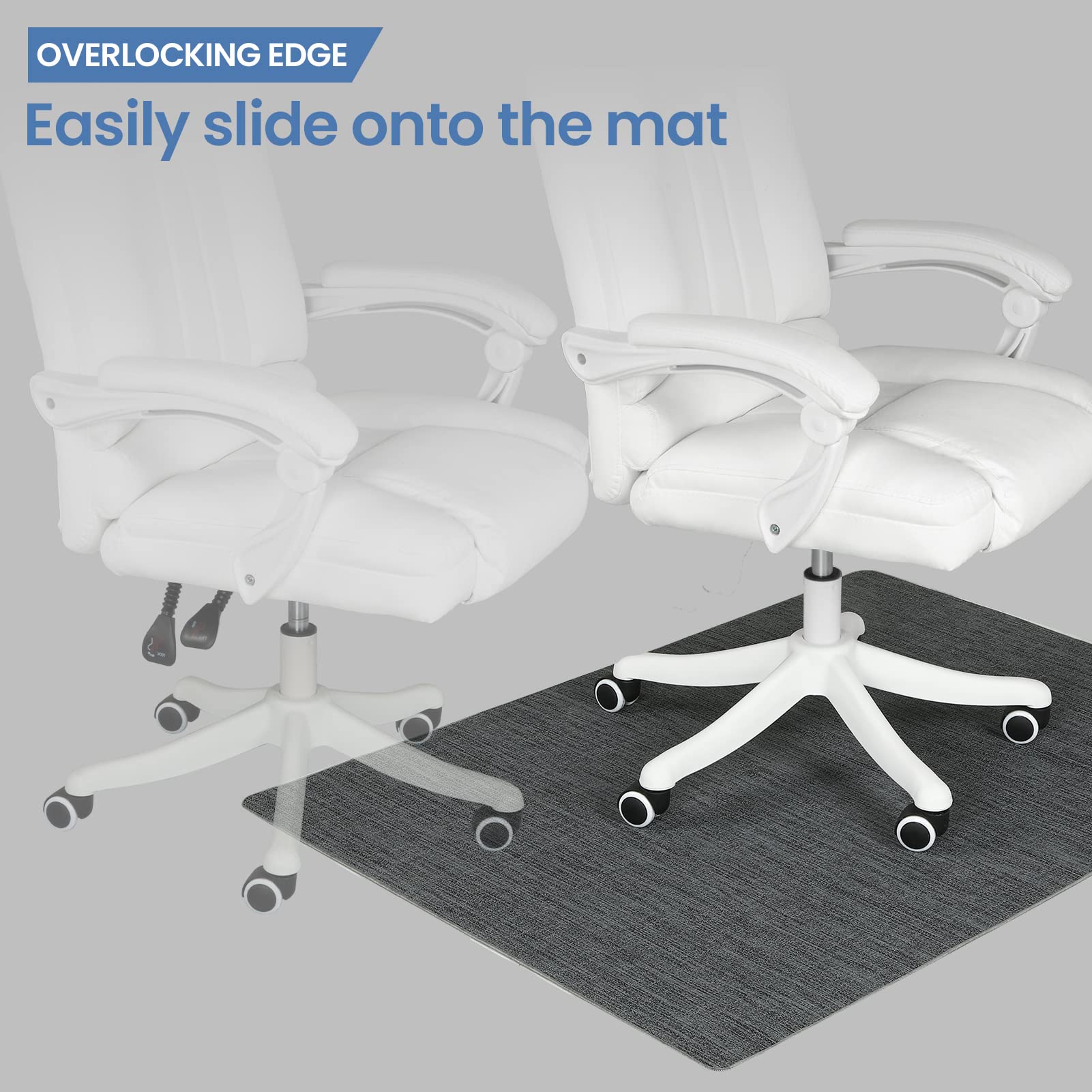 RccugmatS Chair Mat for Hardwood & Tile Floor, 47" x 60" Heavy Duty Office Chair Mat for Rolling Chairs, Anti Slip, Non-Curve, Floor Protector for Home Office, Gray