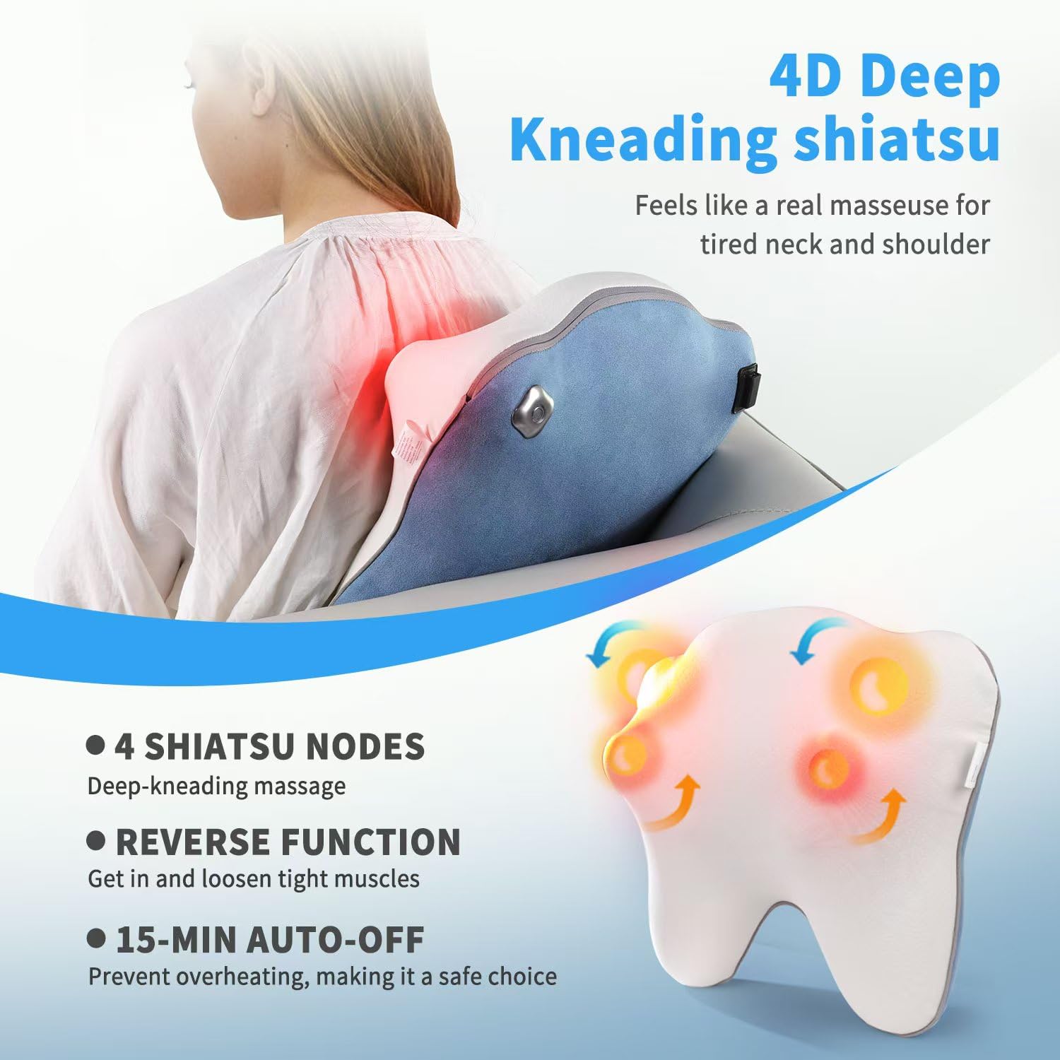 Back Massager with Heat FSA/HSA Eligible, Neck Massager for Pain Relief Deep Tissue, Shiatsu Back Shoulder and Neck Massager, 4D Kneading Portable Massage Pillow for Full Body ,Gifts for Men Women