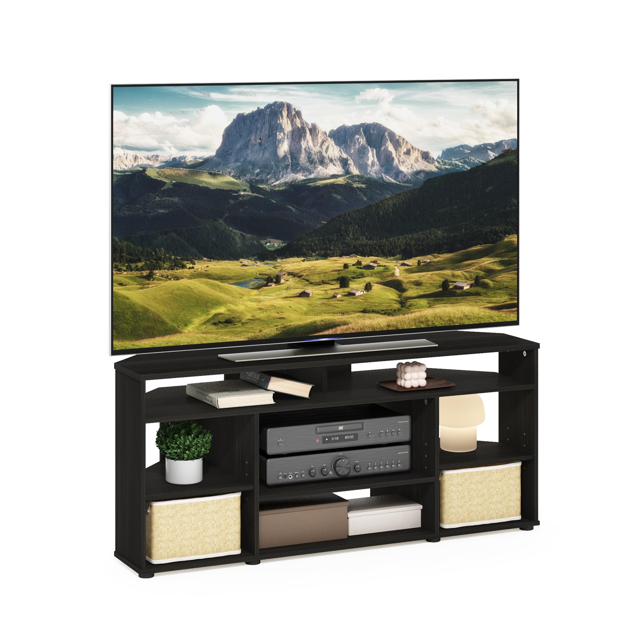 Furinno Jensen Corner TV Stand TV up to 55 Inches, Espresso