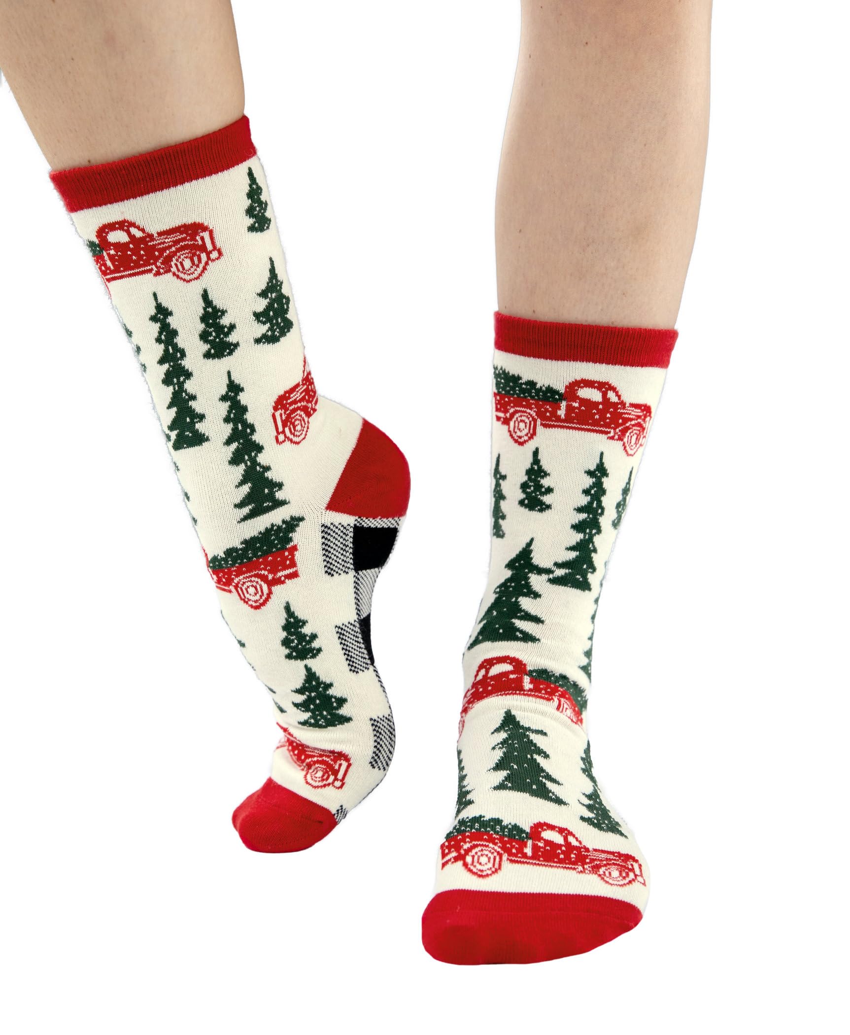 Lazy One Men and Women's Novelty Crew Socks, Funny Crew Socks For Men and Women, Christmas Socks (Christmas Truck)