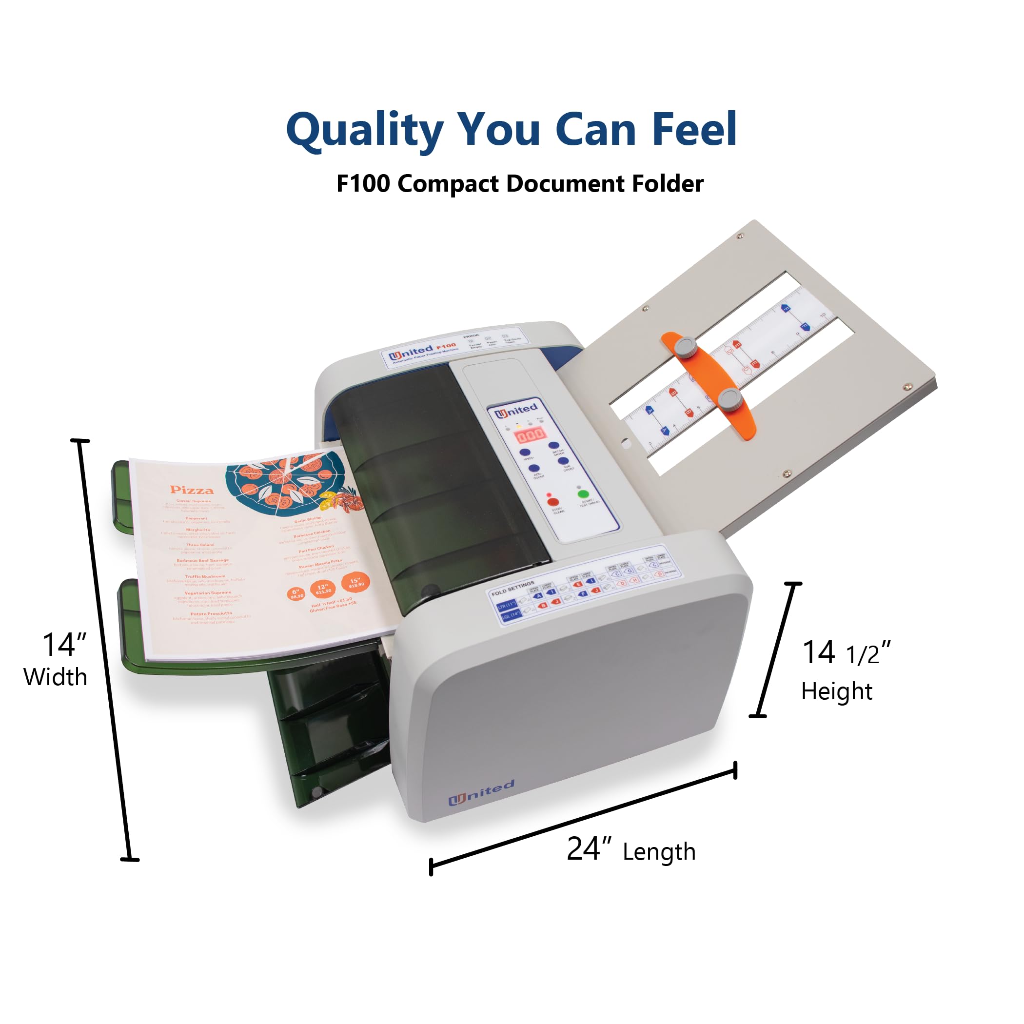 United Office Products F100 Automatic Paper Folding Machine, 200-Sheet Capacity, Folds Letter and Legal Size Paper, High-Speed Letter Folding Machine for Offices, Schools and Churches