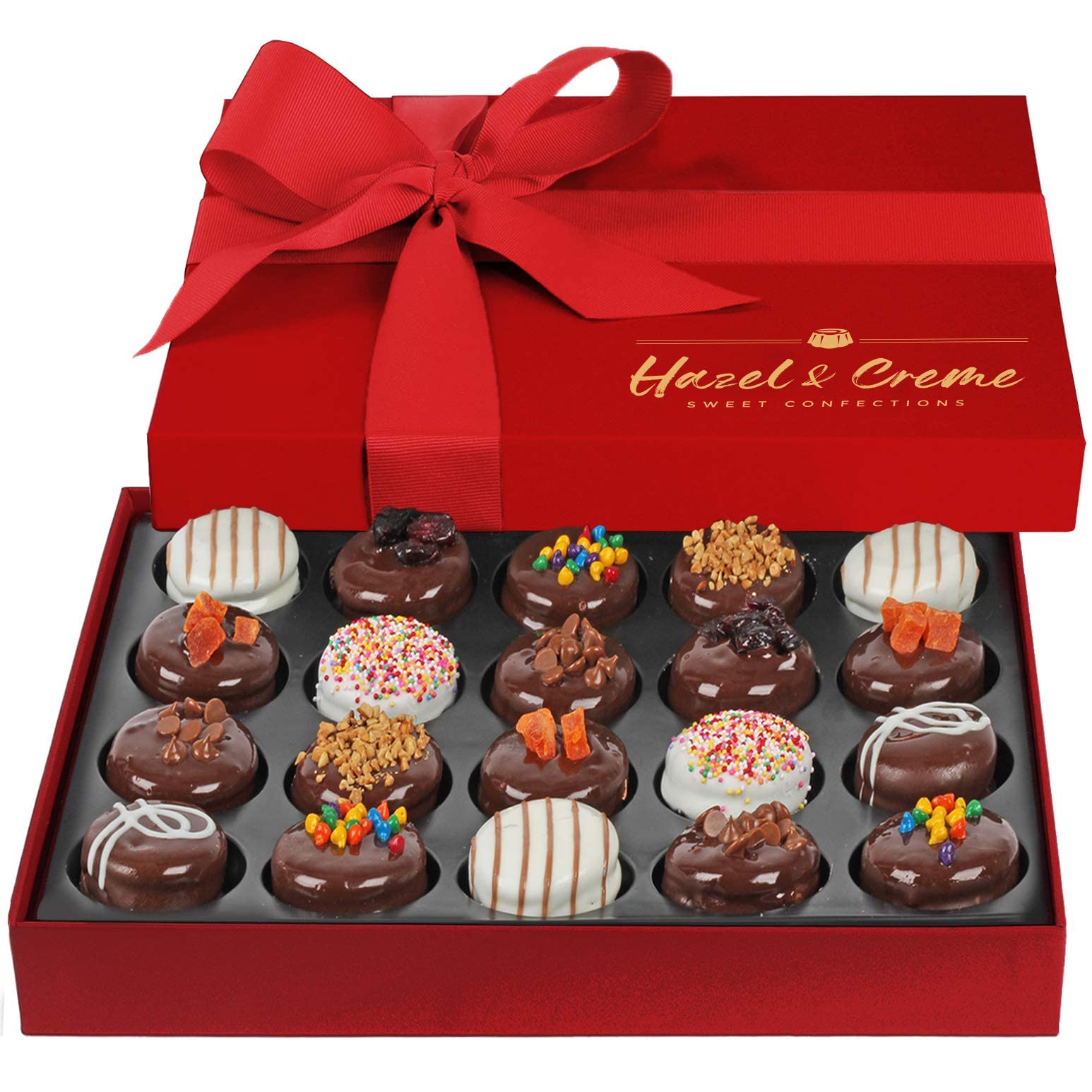 Hazel & Creme Chocolate Covered Cookie Gift - 20 Pcs - Anniversary, Thank You, Birthday, Holiday Food Gift - Chocolate Gift Box