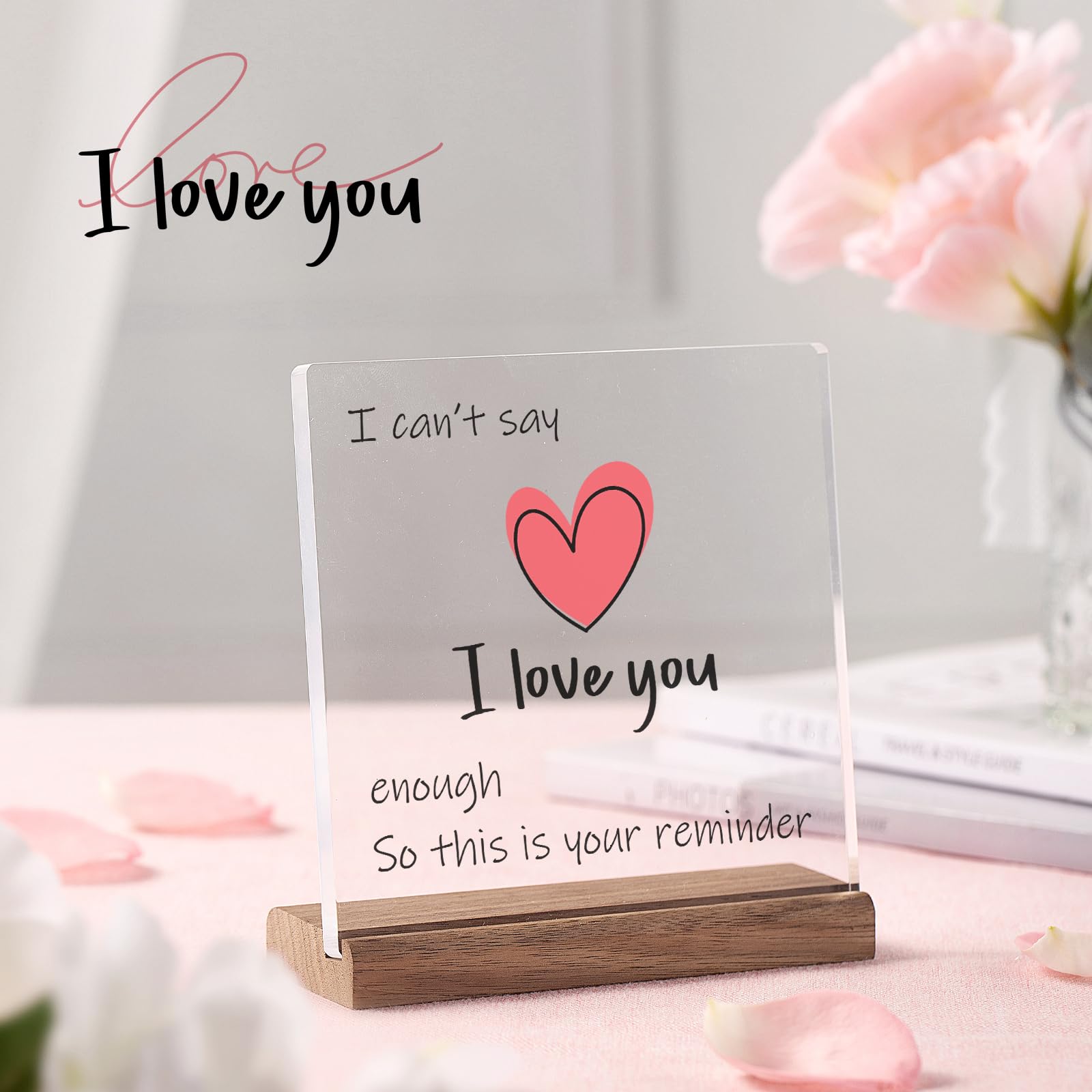 FreeJac I Love You Gifts for Her Him - Christmas Valentines Day Gifts for Girlfriend Wife Birthday Wedding Anniversary Keepsake Loving Acrylic Plaque Gifts for Boyfriend Husband Miss You Gifts