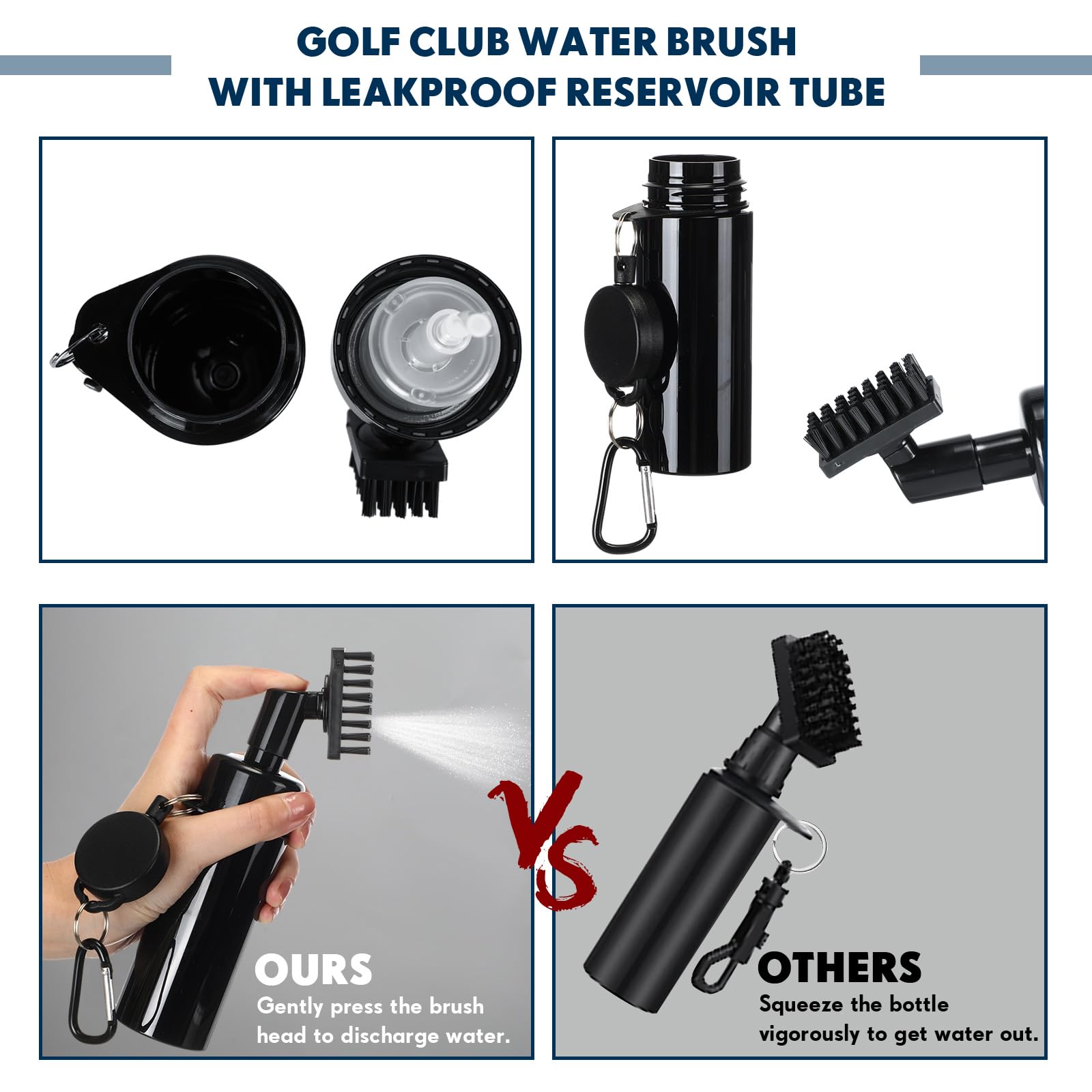 2 Pcs Golf Club Cleaner, Golf Cleaning Brush with Anti Leak Reservoir Tube Stiff Nylon Bristles, 7.87 Inch Golf Club Groove Cleaning Brush, Golf Club Cleaning Tool