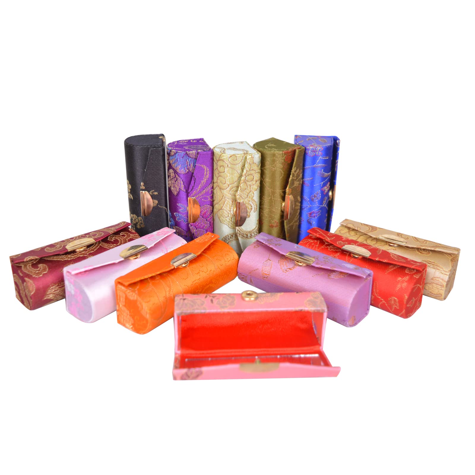 Bleiou 12 Pcs Lipstick Case with Mirror Floral Design Lipstick Holder Flower Printing Lip Stick Box (Pattern B)