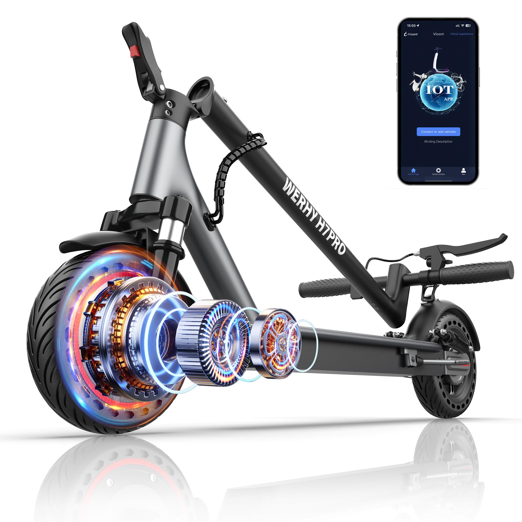 WERHY 10''/8.5'' Electric Scooter with Dual Suspension, 500/350W Powerful Motor, 22/19MPH Top Speed, 25/22/16 Miles Long Range, Folding E Scooter with Dual Braking for Teens and Adults