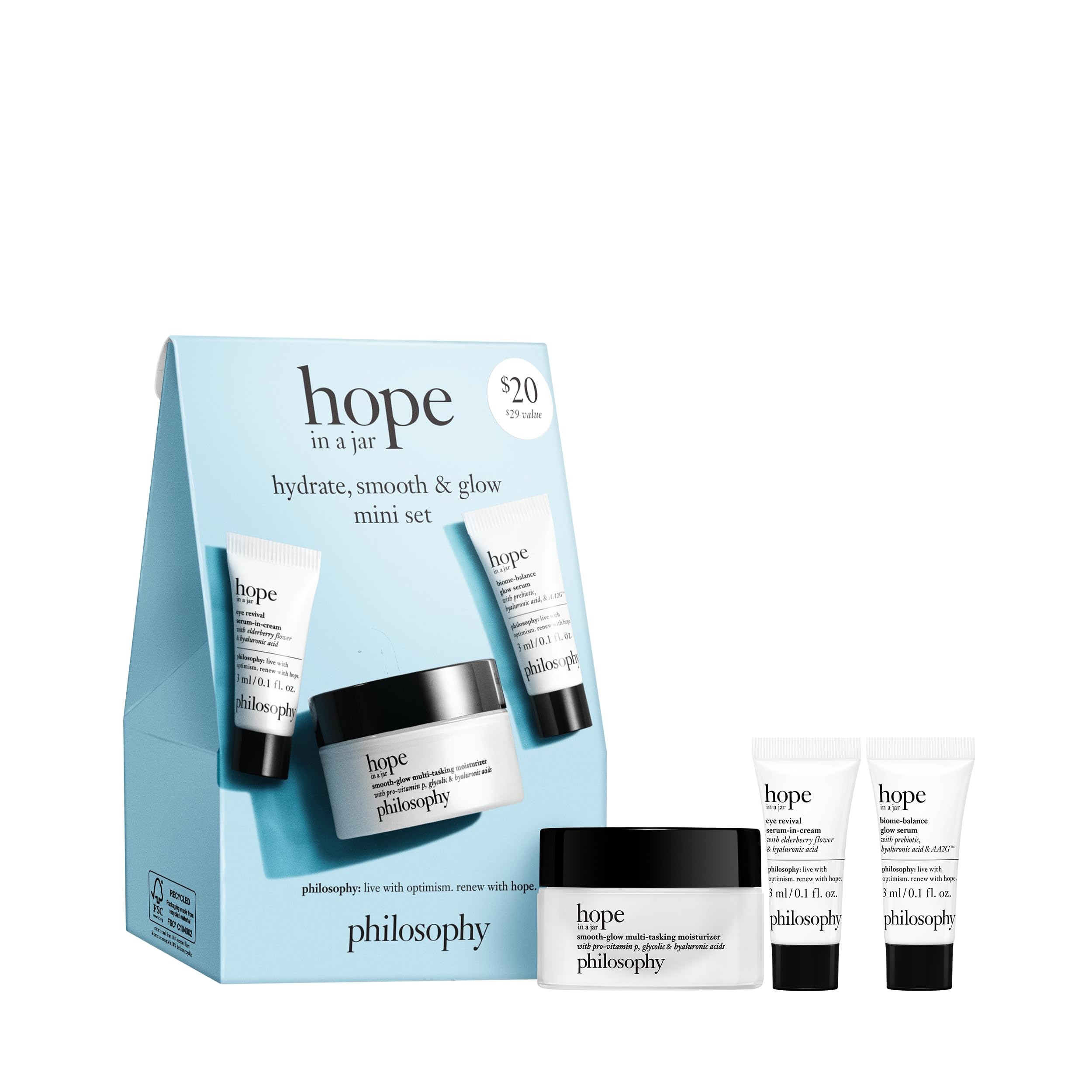 philosophy hope 3 piece skincare set 0.5 Oz. + 0.1 Oz. + 0.1 Oz.