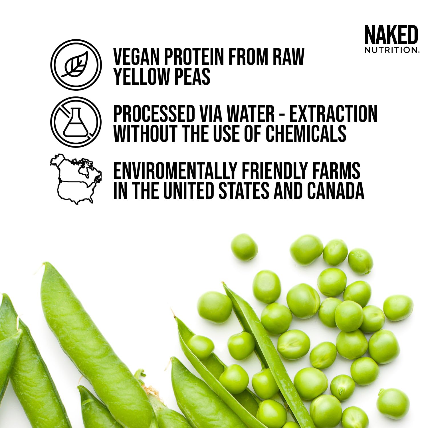 Naked Pea - 5LB 100% Pea Protein Powder from North American Farms - Unflavored Vegan Pea Protein Isolate - Plant Protein Powder, Easy to Digest - 76 Servings