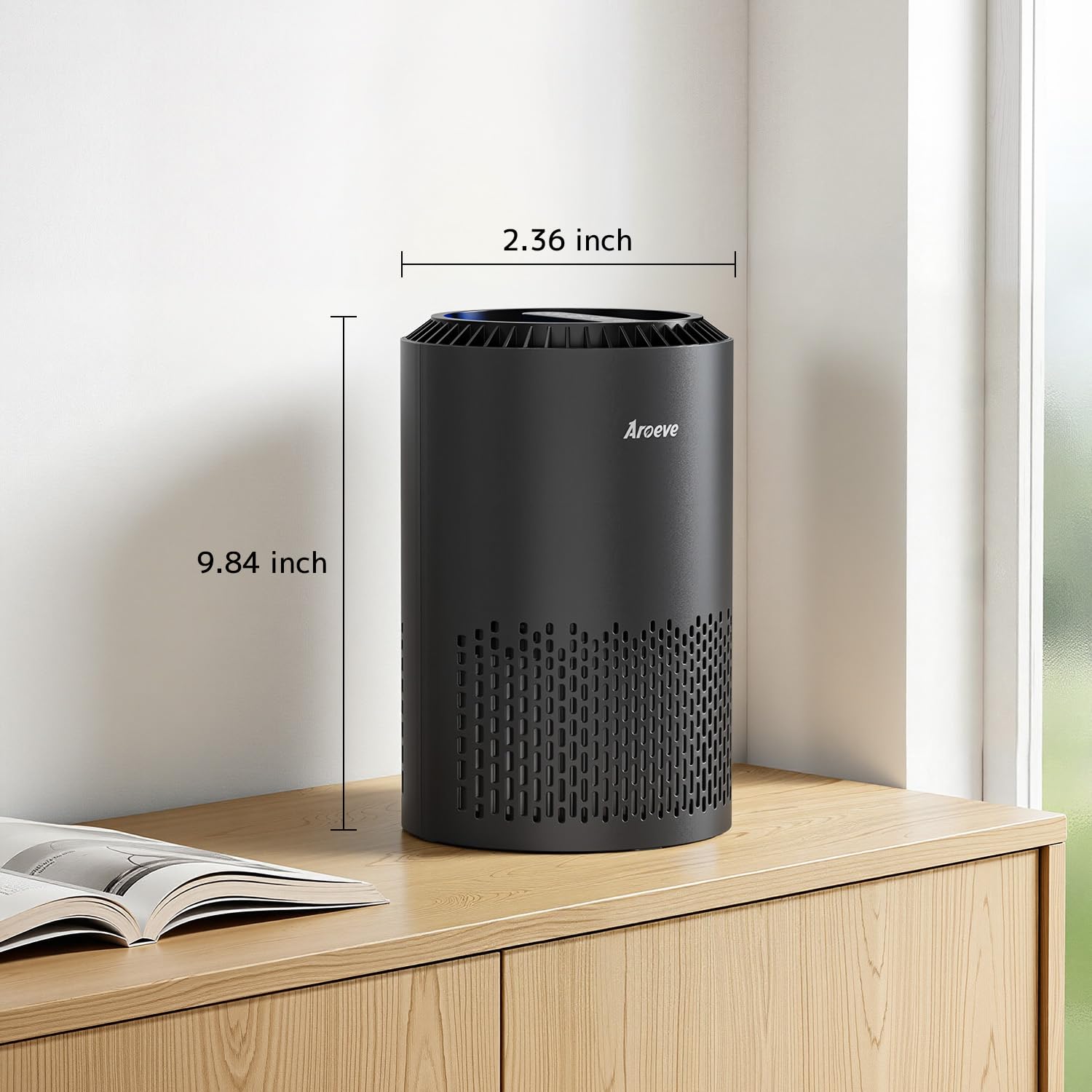 AROEVE Air Purifiers for Bedroom Home, Air Purifier For Smoke Pollen Dander Hair Smell Air Cleaner with Sleep Mode Speed Control For Bedroom Office, MK01- Black(Available for California)