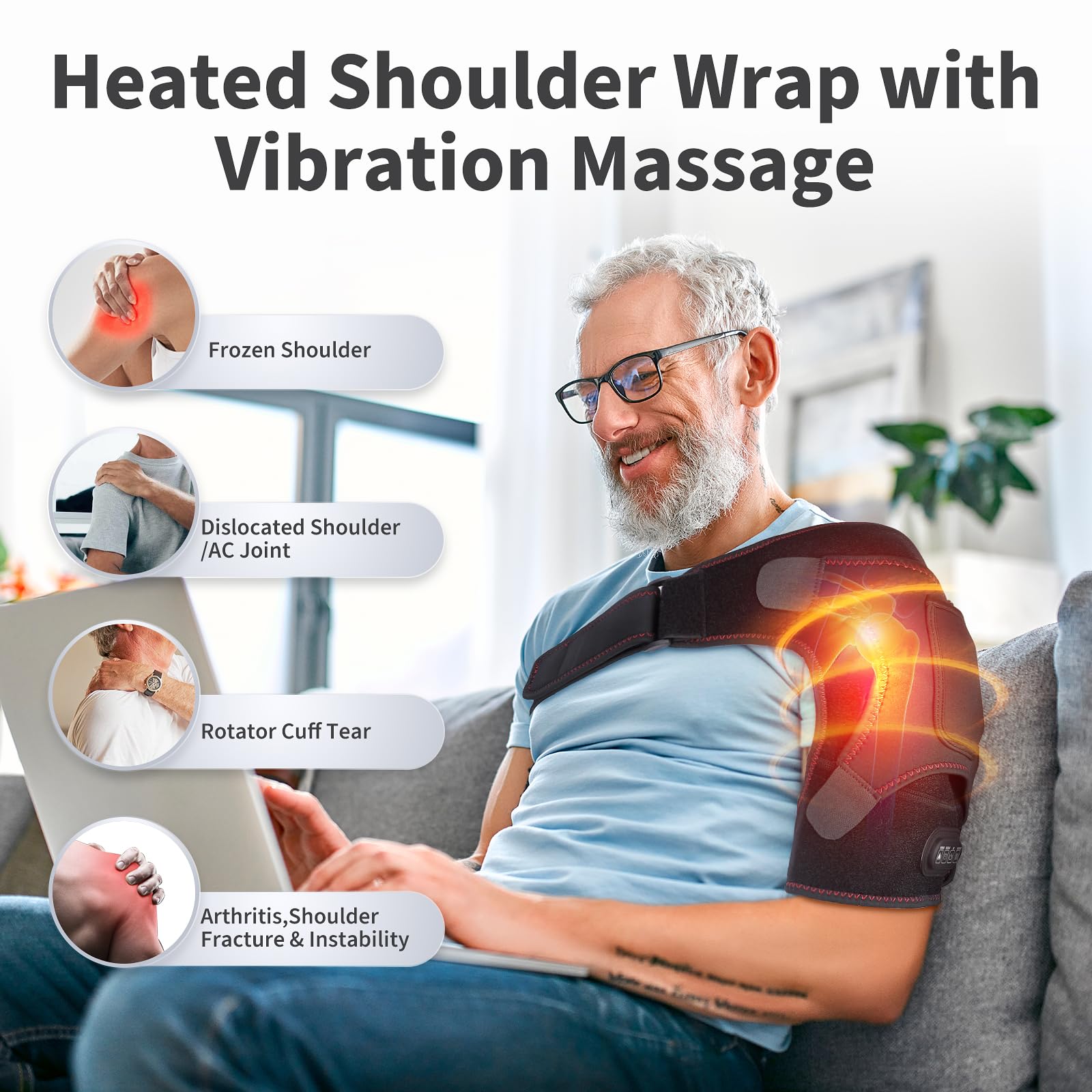 Binzls Shoulder Massager, Neck and Shoulder Massager, Shoulder Massager with Heat, Shoulder Heating Pad with Massage, Portable for Travel, Hsa Store Eligible Items, Fsa Eligible Items Only List