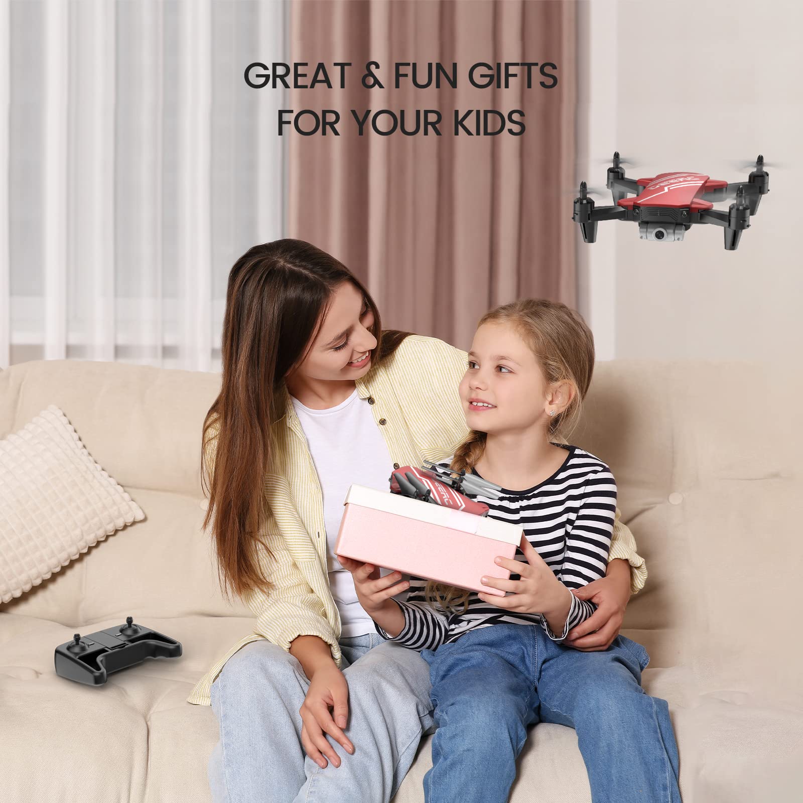 DEERC D20 Mini Drone for Kids with 720P HD FPV Camera Remote Control Toys Gifts for Boys Girls with Altitude Hold, Headless Mode, One Key Start Speed Adjustment, 3D Flips 2 Batteries, Red