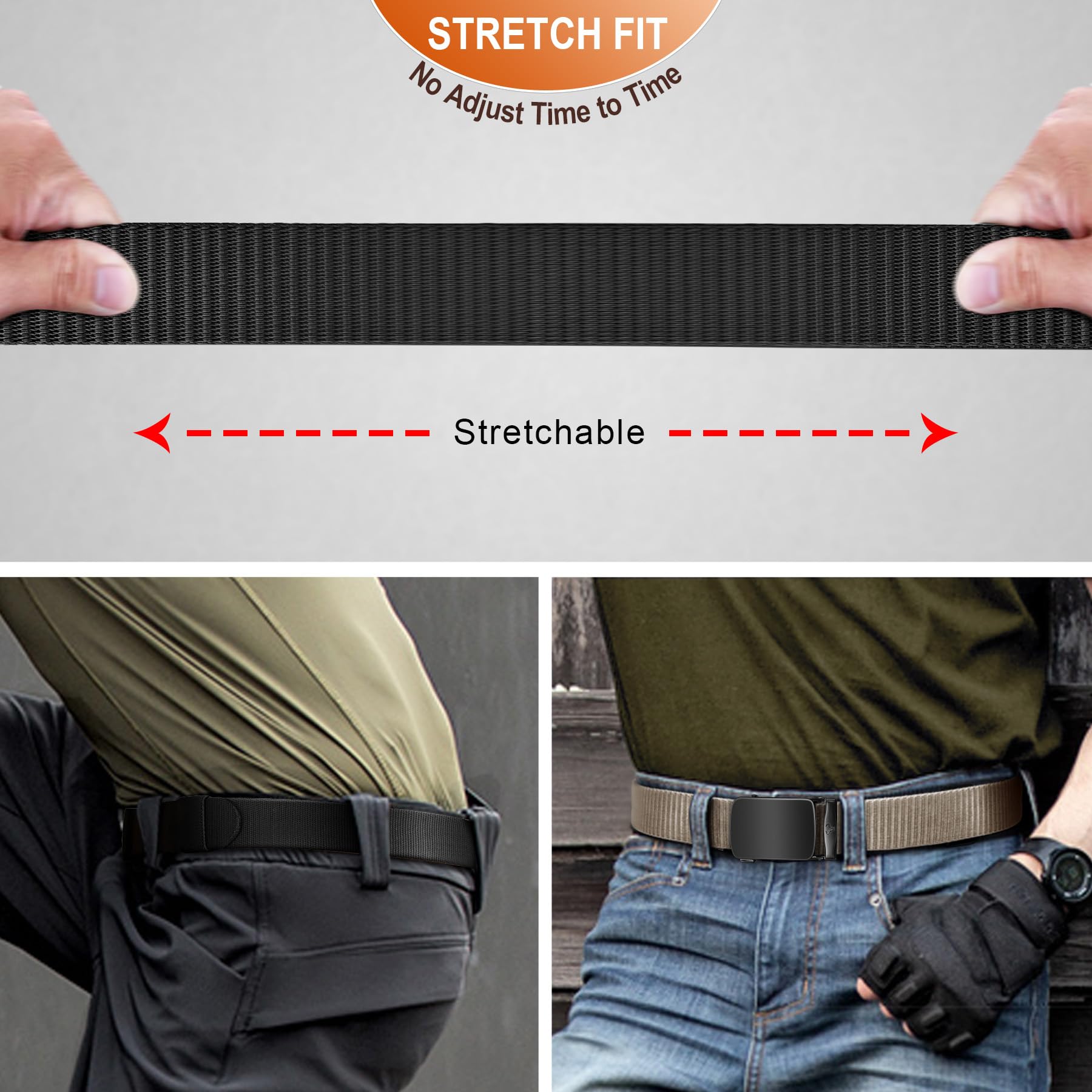 BULLIANT Men Belt-Reversible Ratchet Belt for Gift Men Work Casual Golf Jeans 1 3/8"-Cut For Fit -2 Sides In 1Belt(Black/Beige,34"-38" Waist Adjustable)