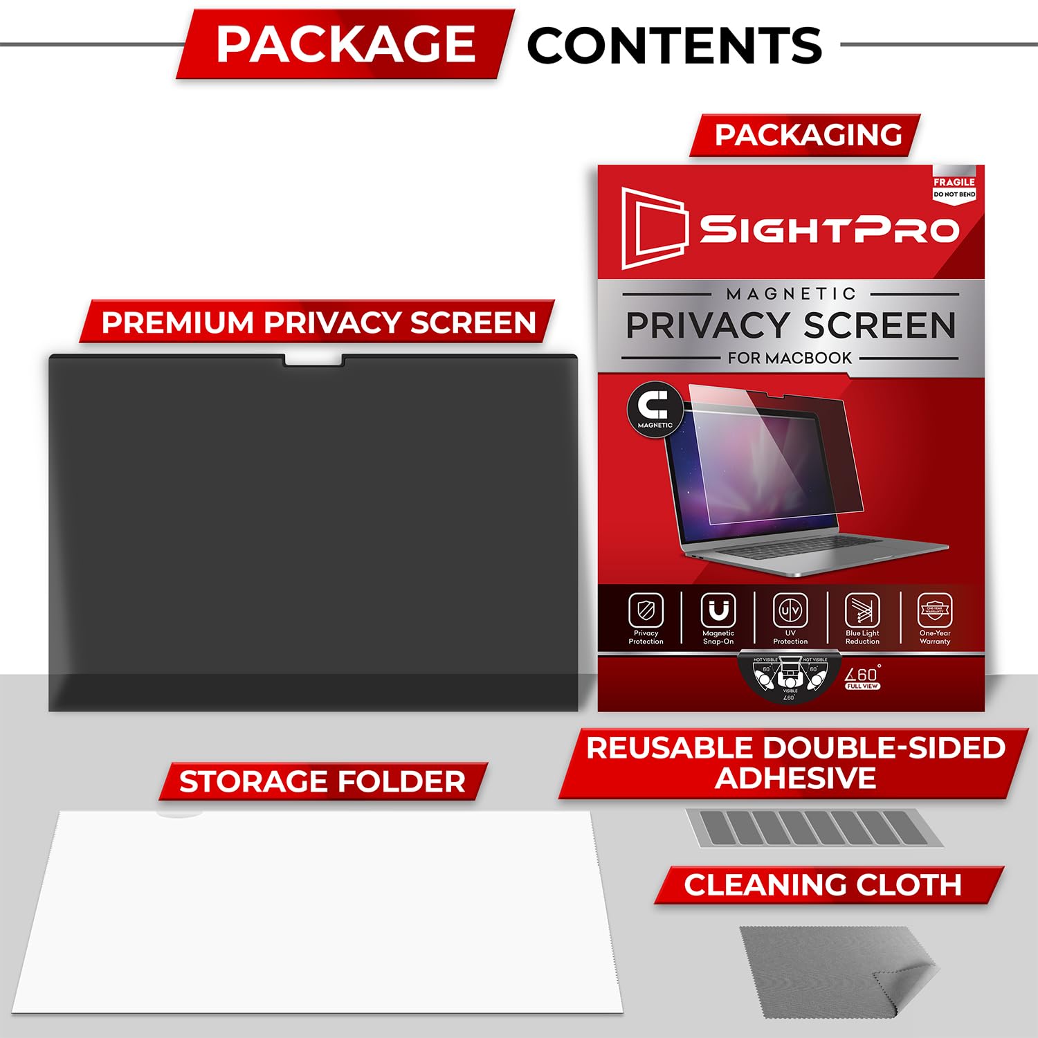 SightPro Magnetic Privacy Screen for MacBook Pro 14 Inch (2021-2026, M1-M5, Pro, Max) Patented Removable Laptop Privacy Filter Shield and Protector