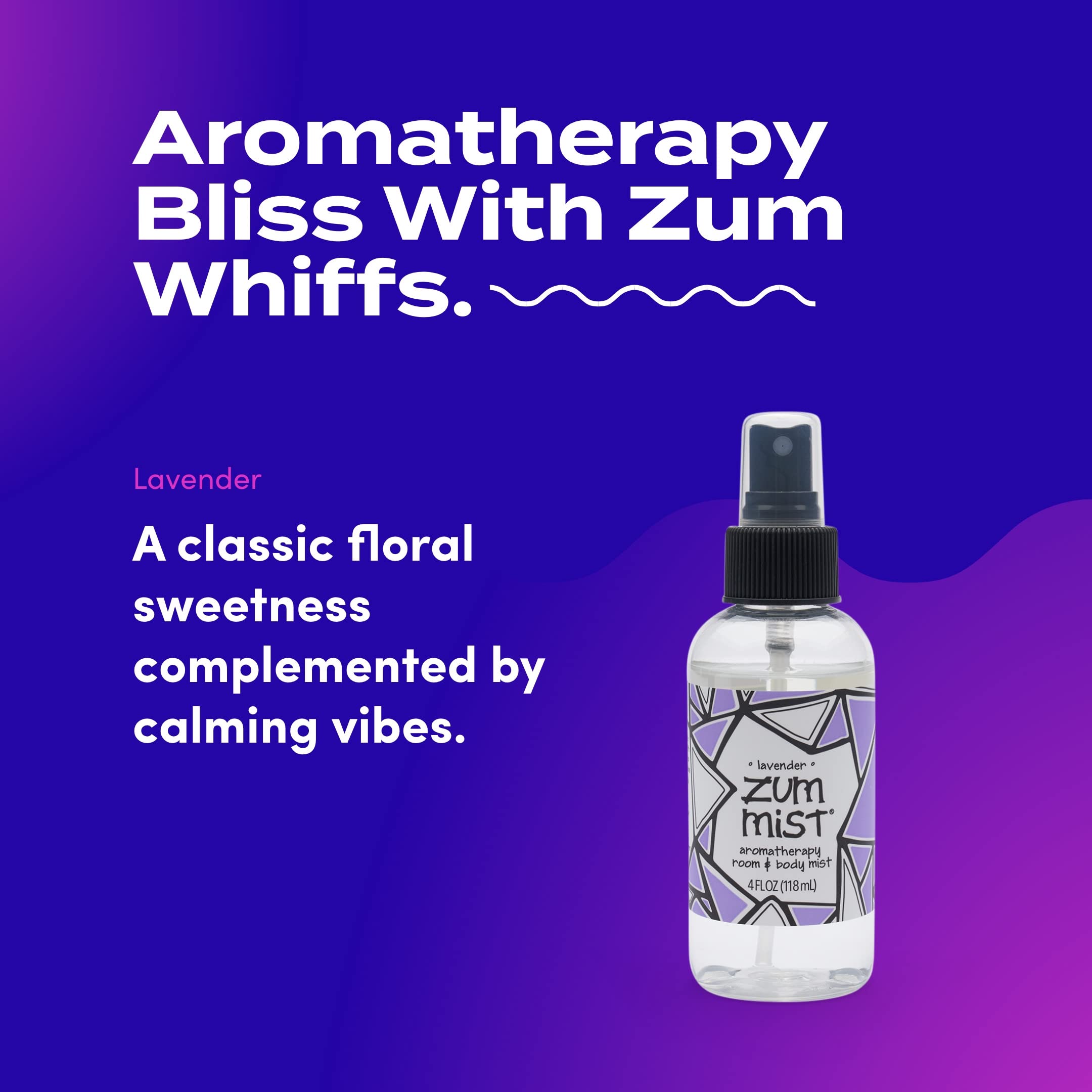 Zum Indigo Wild Mist Room & Body Spray - Aromatherapy Essential Oil Spray - Natural Body Mist & Room Spray - Lavender Scent - 4 fl oz