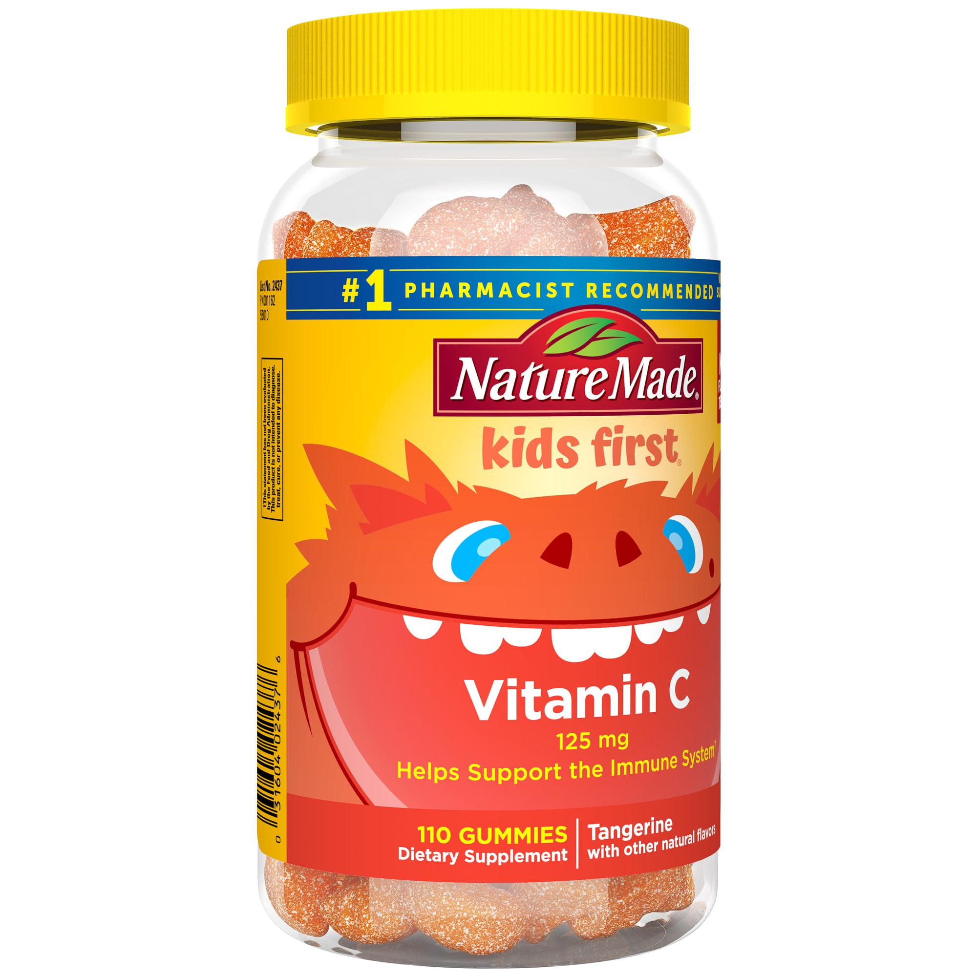 Nature Made Kids First Vitamin C Gummies, Dietary Supplement for Immune Support, 110 Gummies, 110 Day Supply