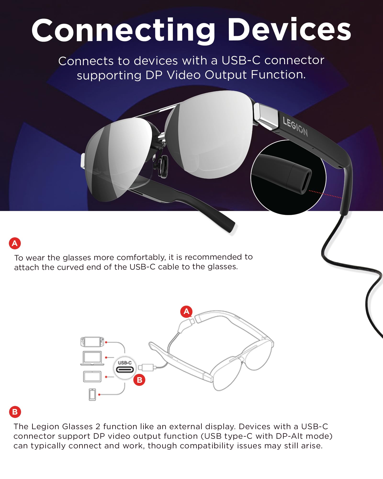 Lenovo Legion Glasses Gen 2 - Micro-OLED Personal Wearable Monitor for Gaming & Movies, FHD 120Hz Plug-and-Play Display Legion Go & USB-C Devices, High-Fidelity Audio & Privacy