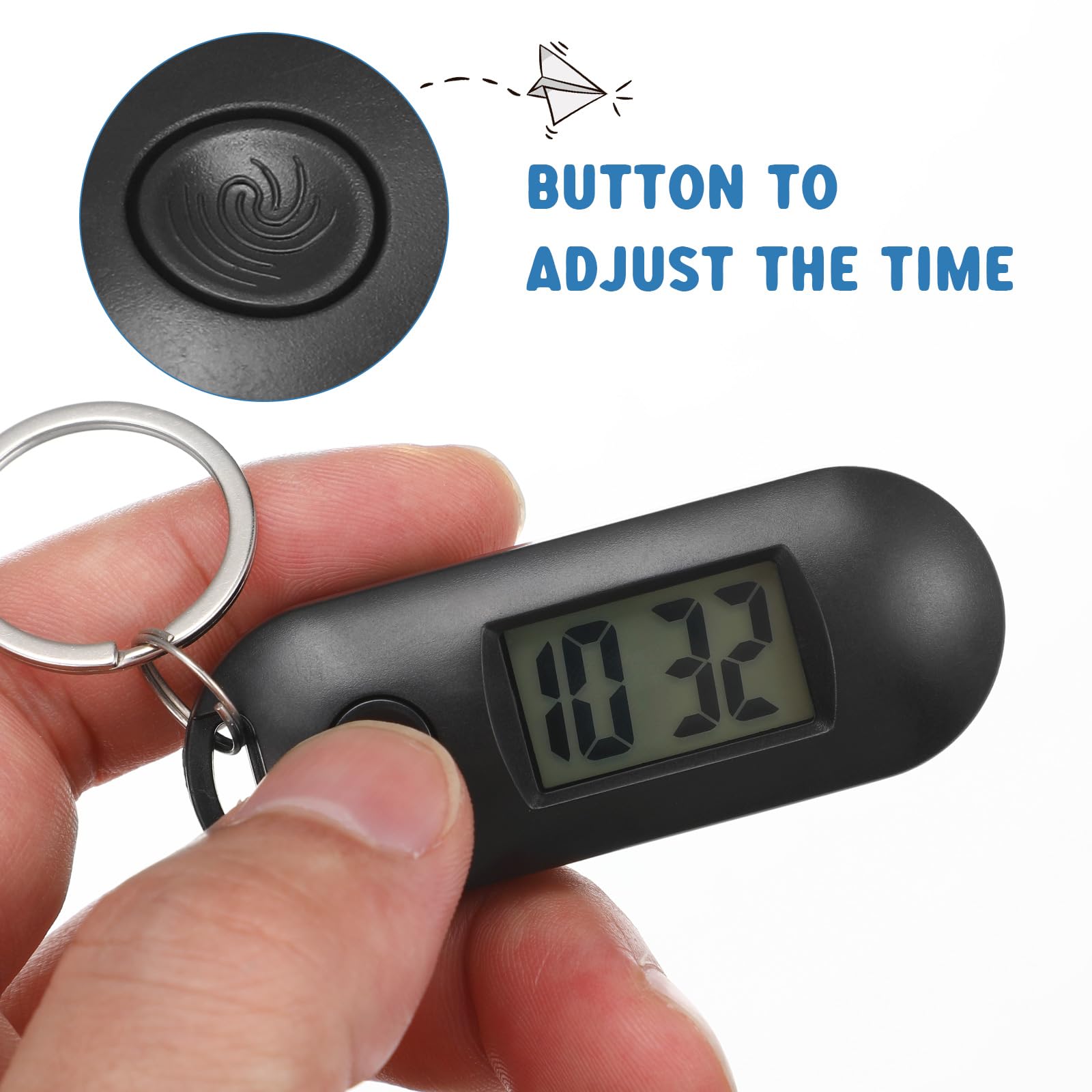 Hemobllo Keychain Pocket Watch - Digital Keychain Watch Clip on Watch Small Pocket Watch Digital Pocket Watch with Key Ring