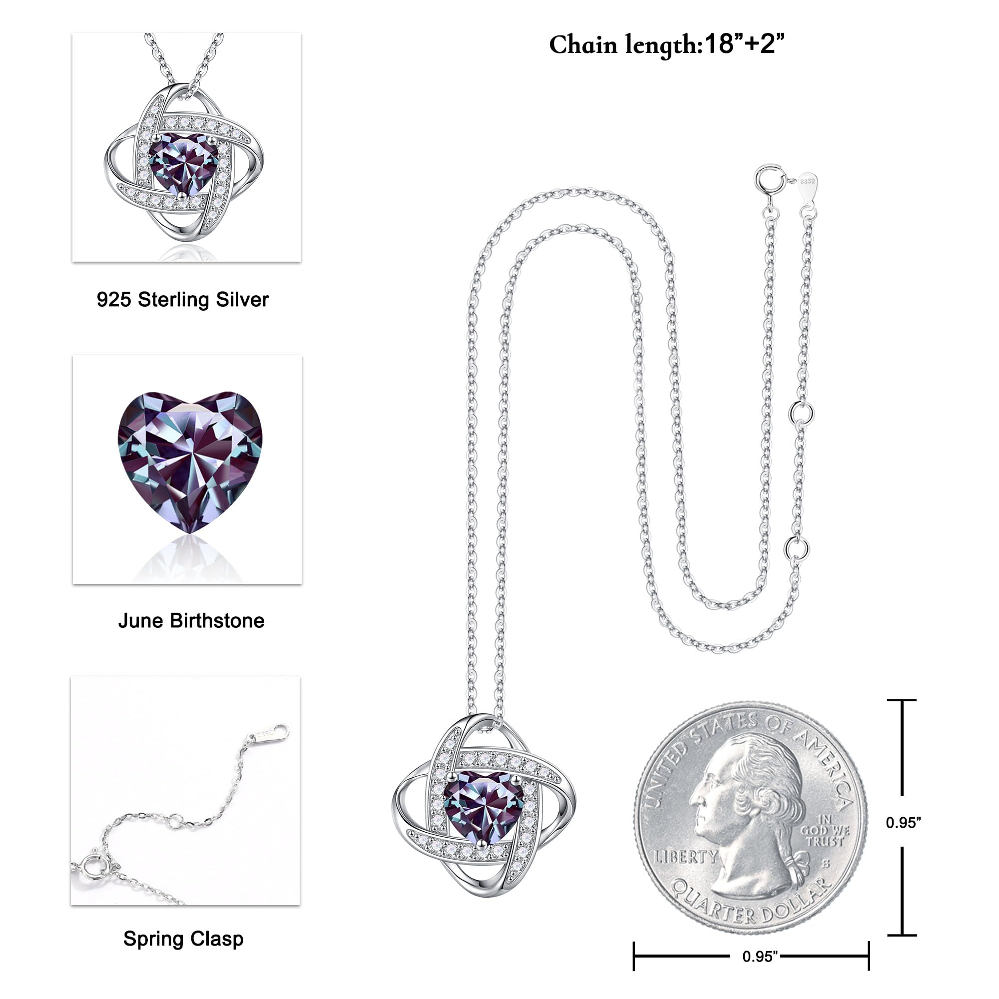 Iefil Birthday Gifts for Women - Birthstone Necklace for Women, Anniversary Women Necklace, Alexandrite Purple Necklace, June Birthstone, Jewelry Gifts for Wife Girlfriend