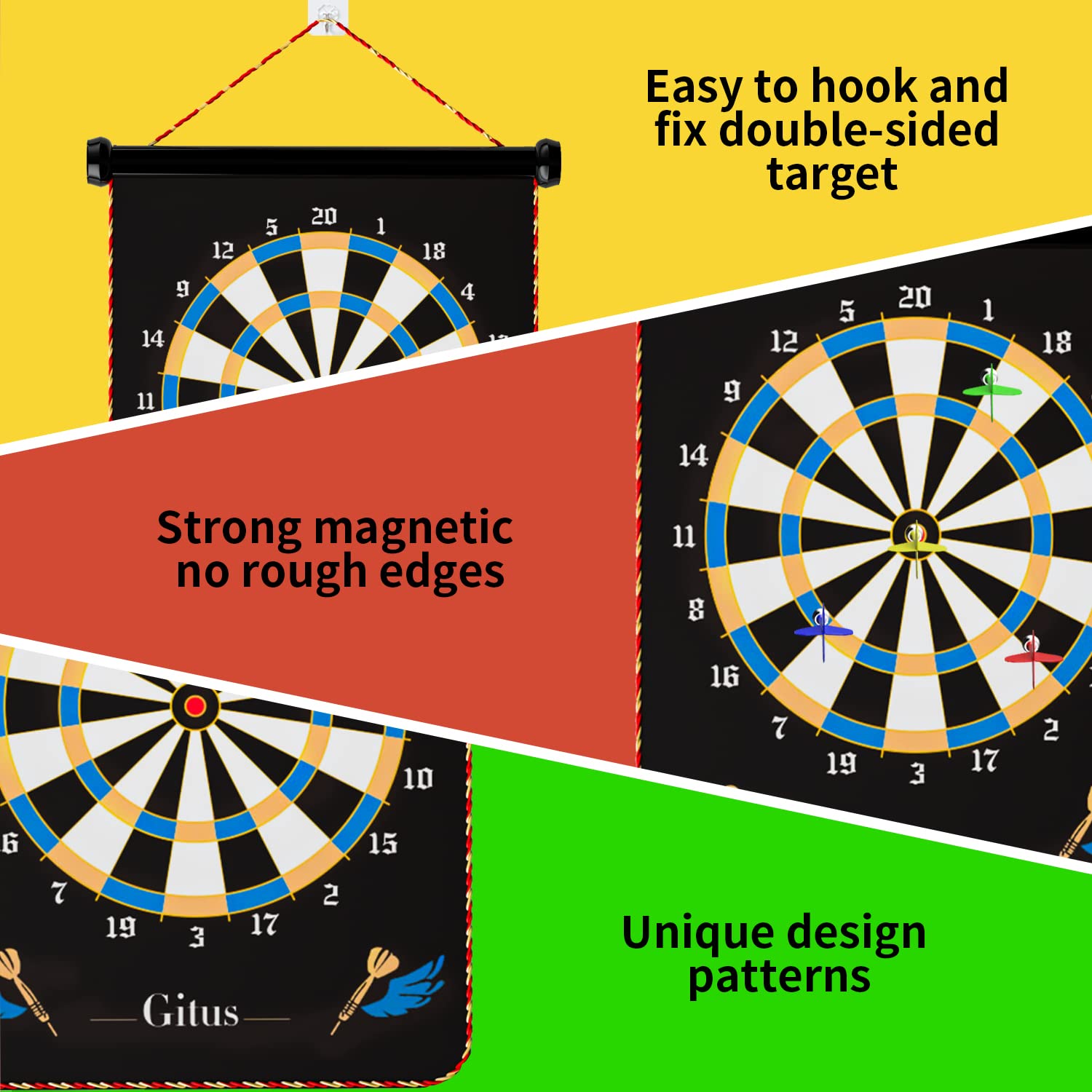 Gitus Magnetic Dart Board Indoor Outdoor Games for Kids with 12 Darts, Gifts for Teenage Boys Teen Boys Gift Ideas Gifts for Boys 8 9 10 11 12 13 14 Years Old Game Room Decor