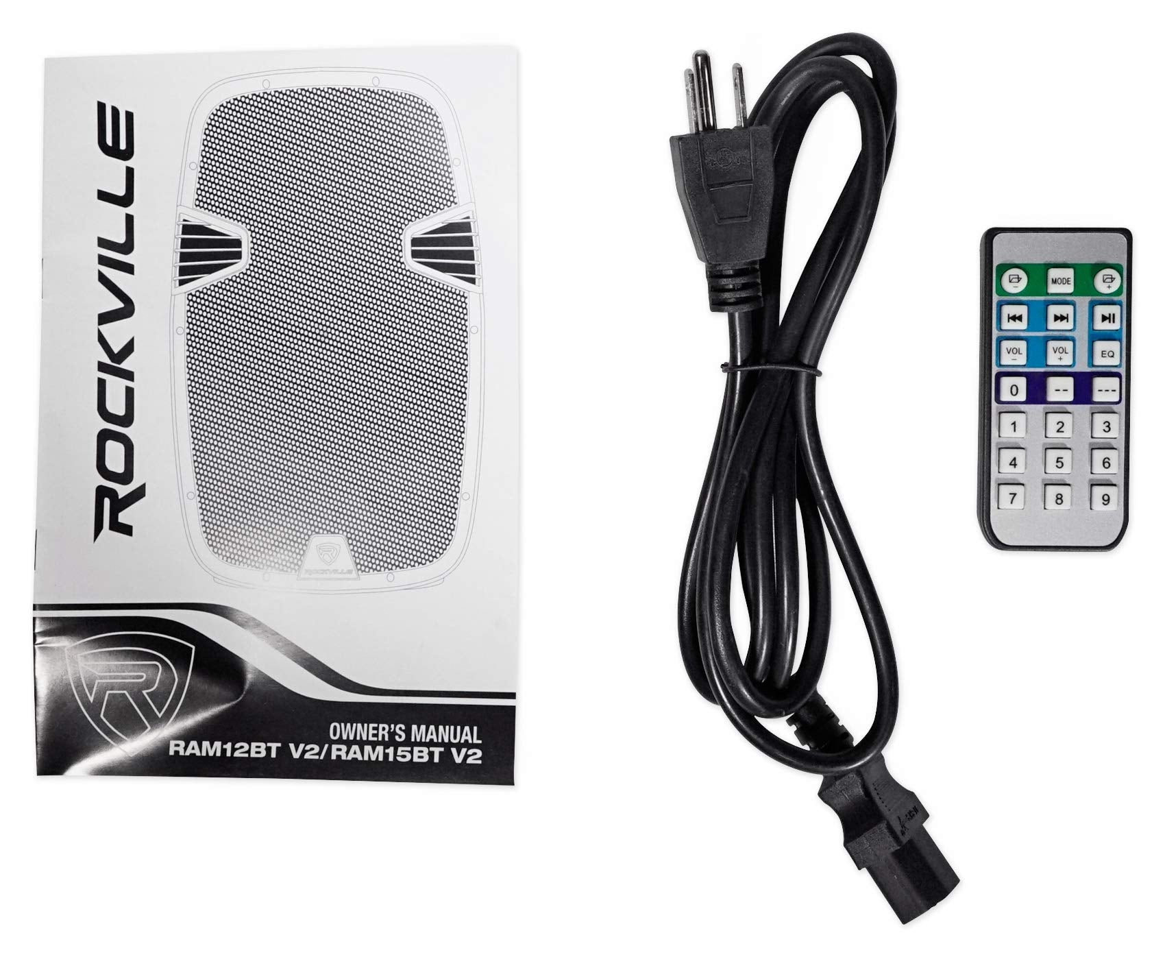 Rockville RAM15BT 15" Rechargable Powered 800W PA Speaker+2 Mics+Bluetooth+Stand