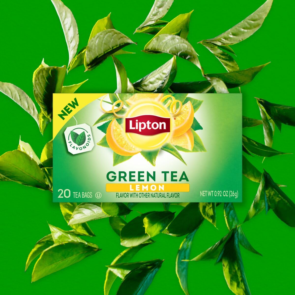 Lipton Lemon Green Tea Bags, Flavored, Unsweetened Teabags for Hot Tea or Iced Tea with Caffeine and Flavonoids, 120 Total Tea Bags (20ct - Pack of 6)