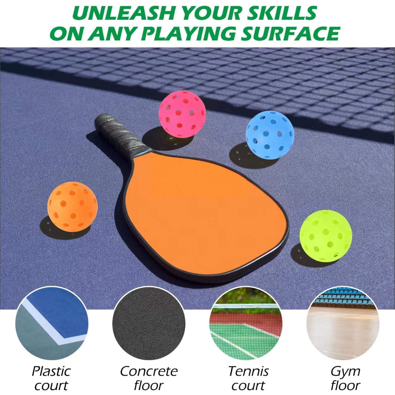 RayChee Outdoor Pickleball Balls, 40 Holes Pickleballs 3/12/48 Pack for Sport Outdoor Play, High Bounce & Durable Pickle Balls Outside for All Style Pickleball Paddle & Court w/Mesh Bag