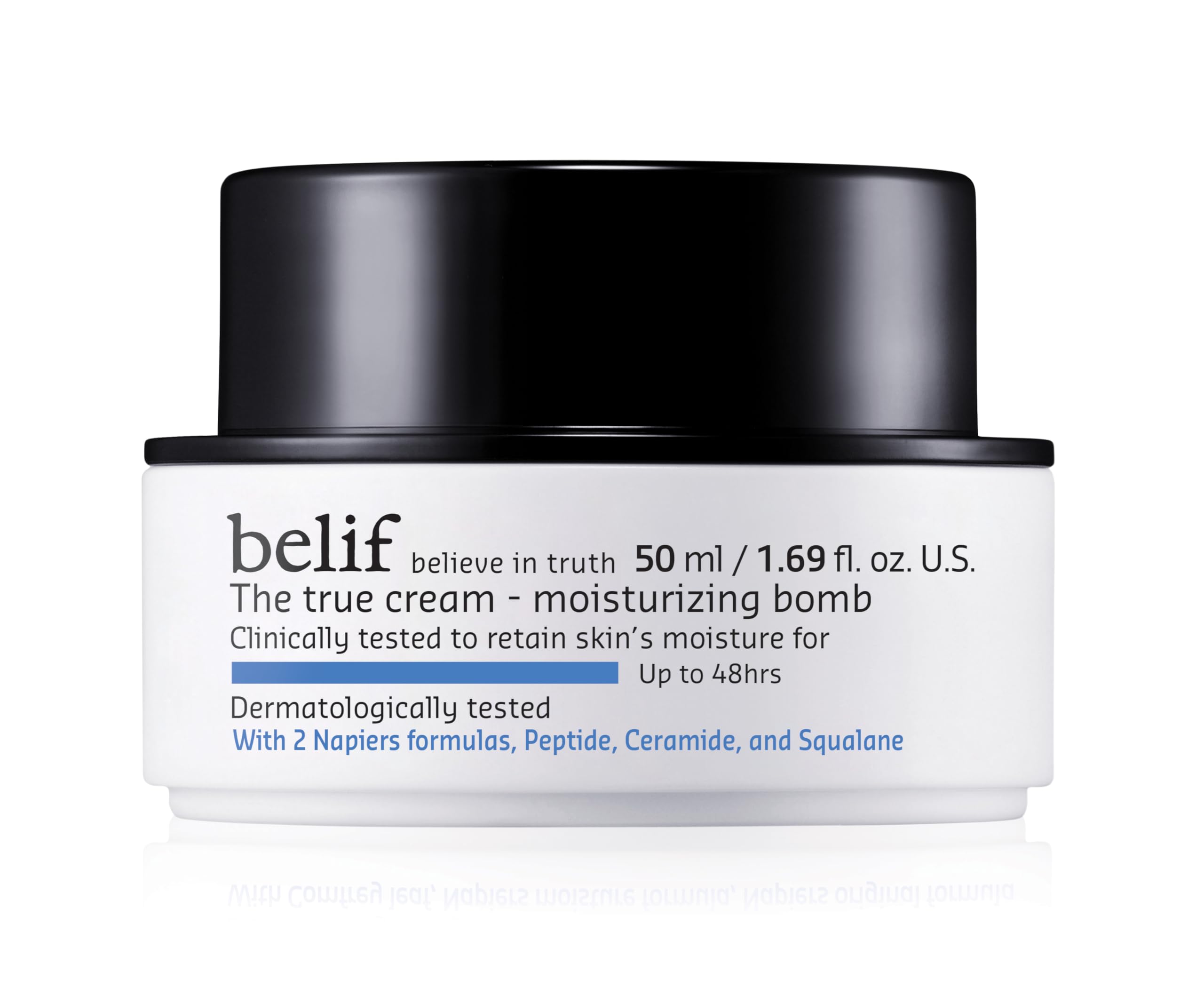 belif The True Cream Moisturizing Bomb 50ml, 48hrs of Moisture & Hydration, Peptide, Ceramide, Squalane, Restores Skin Barrier, Daily Face Cream, For All Skin Types, Korean Skin Care Moisturizer