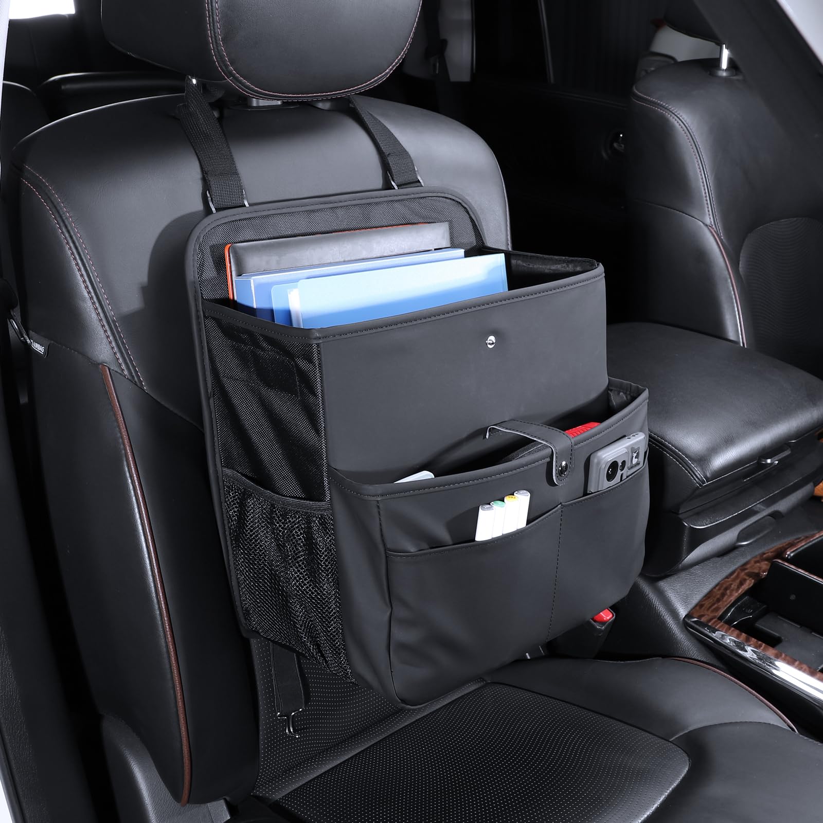 TAIKOO Front Seat Car Organizer，Car File Organizer-Hanging Letters/Legal Folders/Laptops and Tablets，Car Office Large Capacity A4 Letter Sized Document Storage Bag