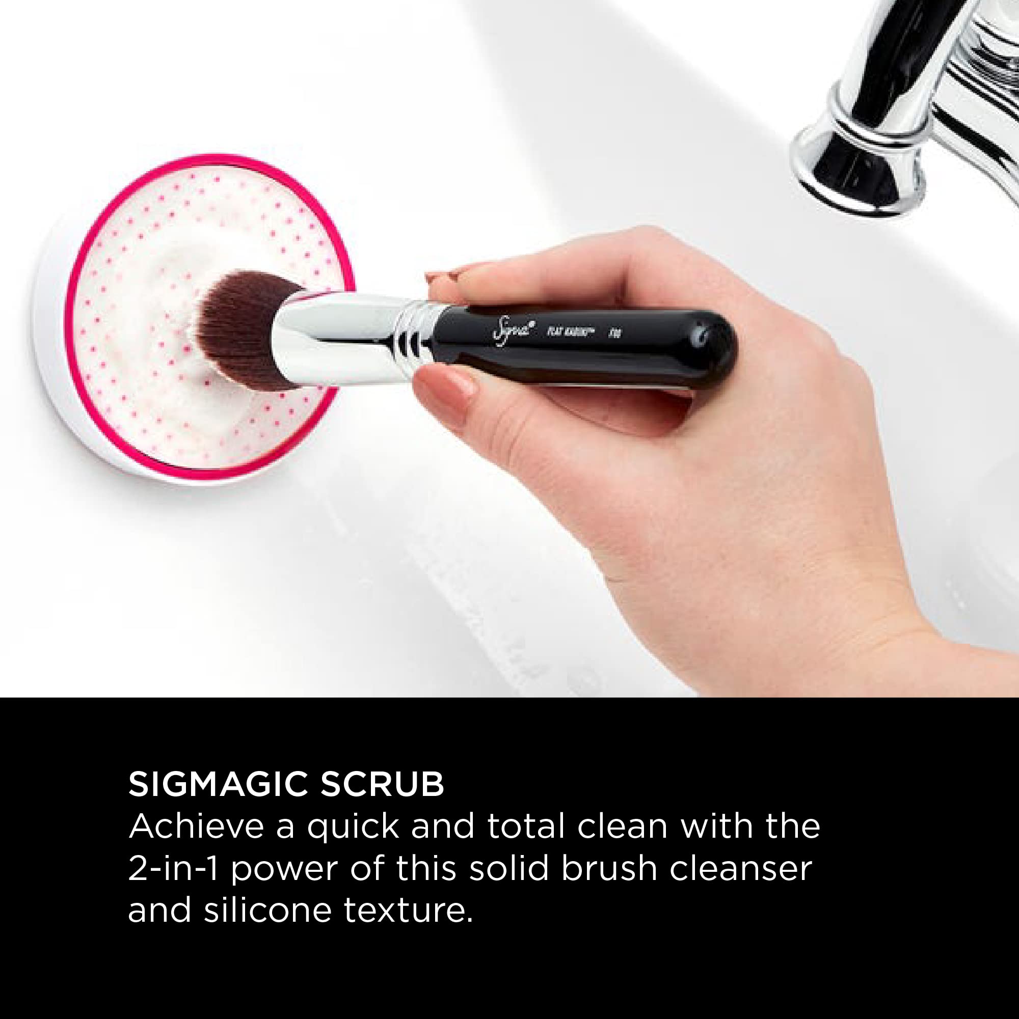 Sigma Beauty Portable 2-in-1 SigMagic Scrub – Solid, Professional Grade Makeup Brush Cleaner with Silicone Texture to Quickly and Effectively Remove Makeup Residue & Build Up on Makeup Brushes (1pc)