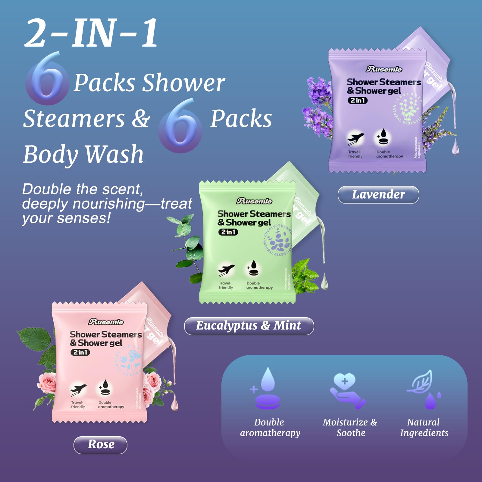 Shower Steamers Aromatherapy 6 Pack - Birthday Gifts for Women, 2-in-1 Shower Steamers and Body Wash, Stress Relief and SPA Gifts for Women Mom, Christmas Gifts Stocking Stuffers for Women Adults