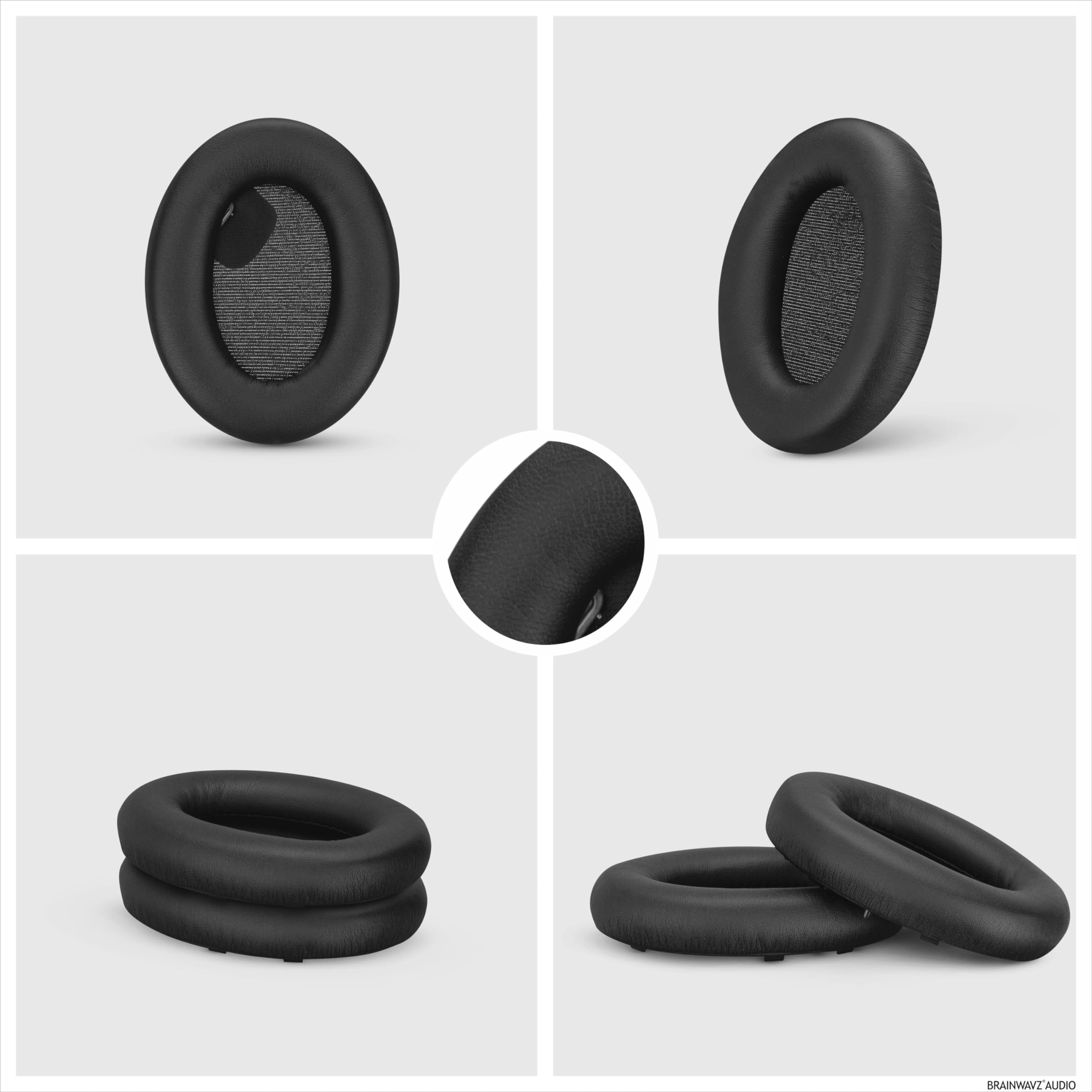 Replacement Earpads for Sony WH-1000XM4 Headphones - Soft Vegan Leather Cushions for Extra Comfort, Easy & Quick Installation, by Brainwavz (Black)