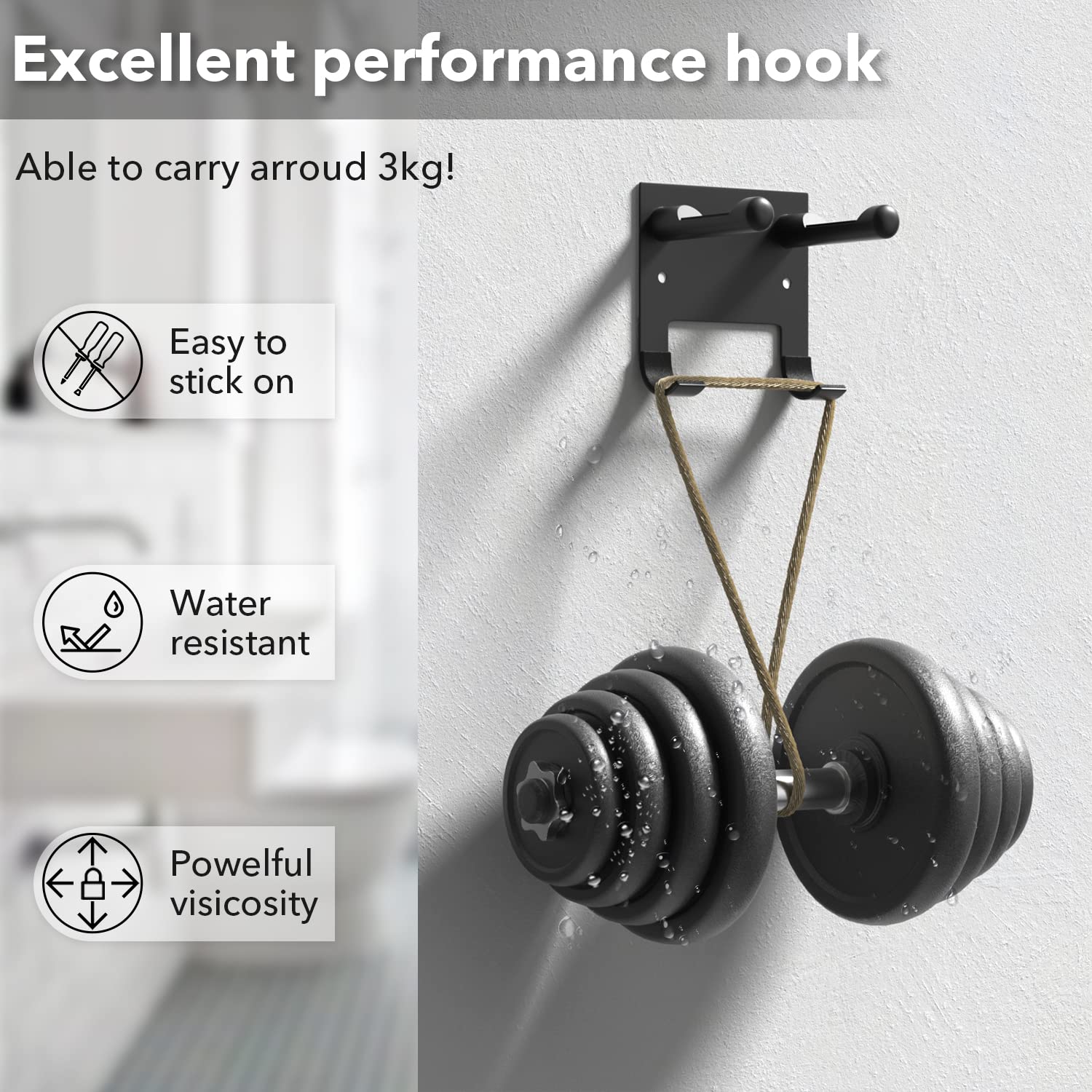 Hair Dryer Holder for Supersonic, with 4 Ring for Attachments Accessory Storage, with Wire Organization, Non-Slip Eva Protector, Black, Wall Mounted, Adhesive/Drilling
