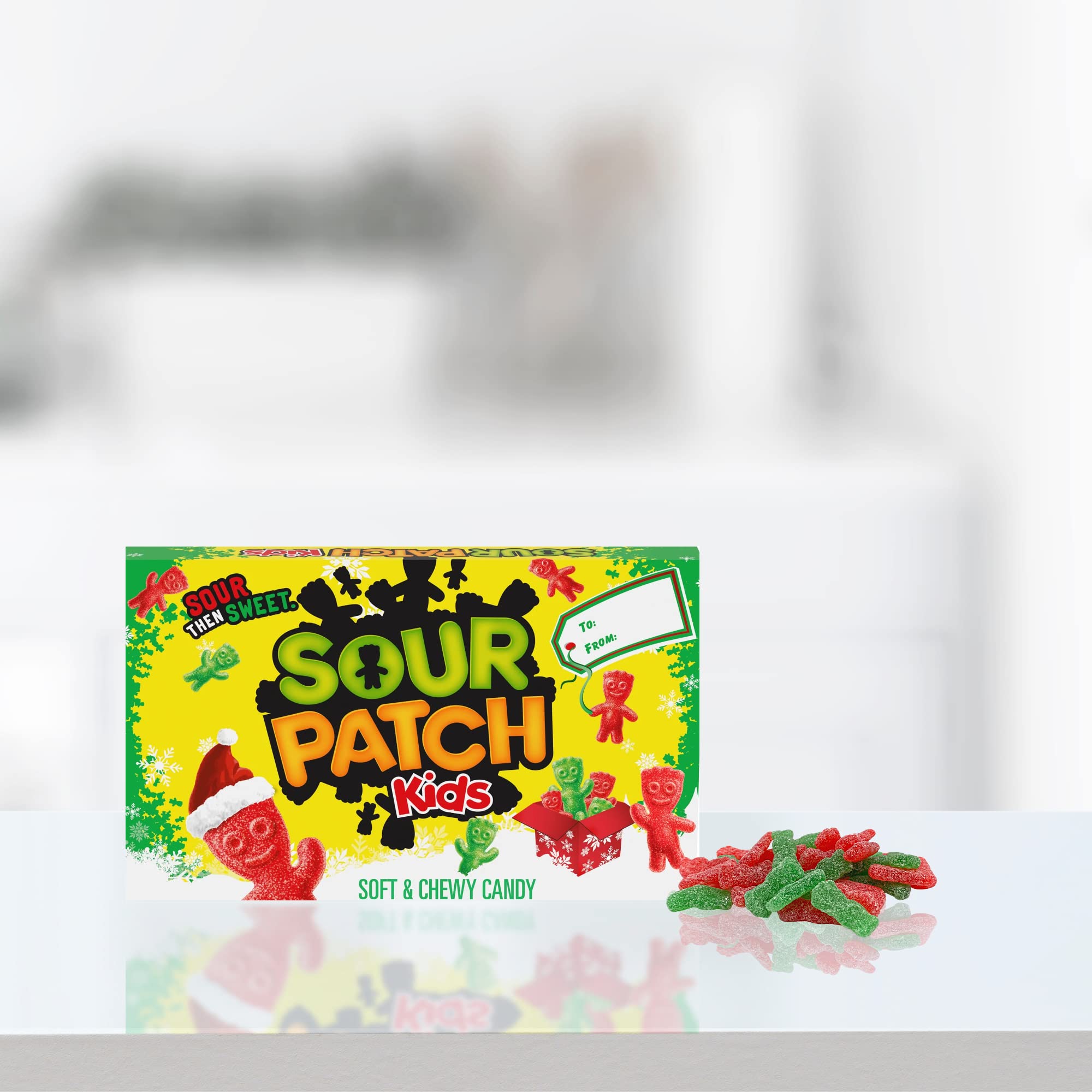 Sour Patch Kids Christmas 2024 Movie Theater Box Candy, Holiday Themed Candies for Goodie Bags and Stocking Stuffers, Pack of 3