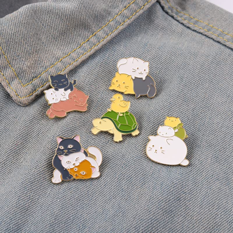 lianiser Black Cat Enamel Pins for Backpacks Cute Enamel Brooches Button Pins Bulk Kawaii Accessories Novelty Cartoon Animal Funny Pins Lovely Mini Lapel Enamel Queen Pins for Backpacks Set Green Pink Yellow Blue Purple Badges Clothing Bags Jackets for Wo