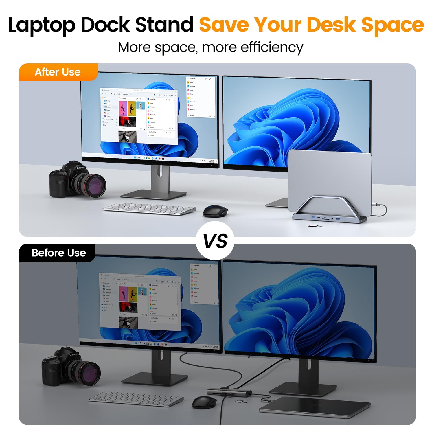 TobenONE USB C Docking Station Dual 4K Monitor for Thunderbolt and USB-C Windows and Mac M1 M2 M3,and ChromeOS, Universal USB C Dock with Dual 4K HDMI, Power Adapter, 6 USB, RJ45